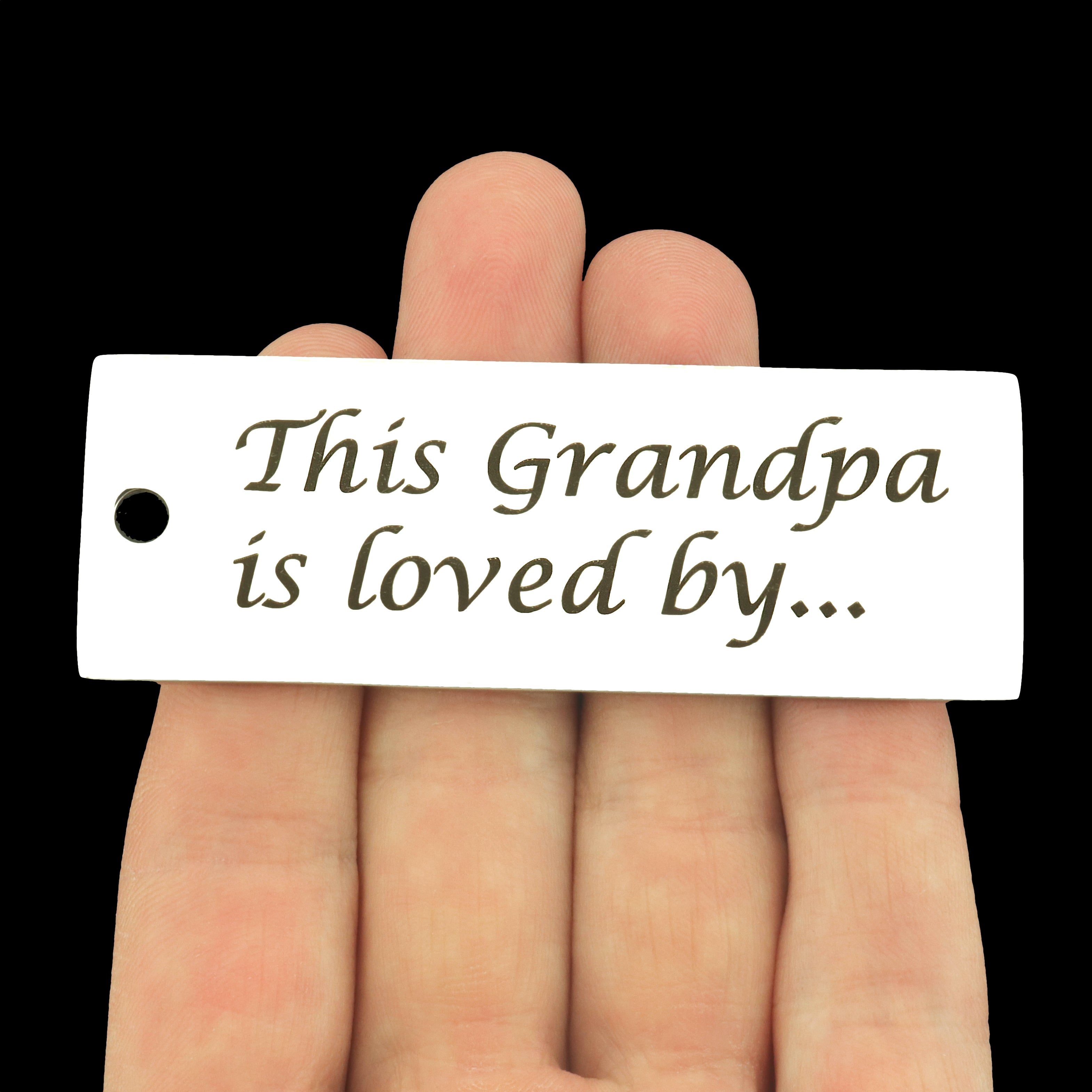 Grandpa Stainless Steel Key Chain Tag Charm - This Grandpa is Loved By - BFS033S-8248