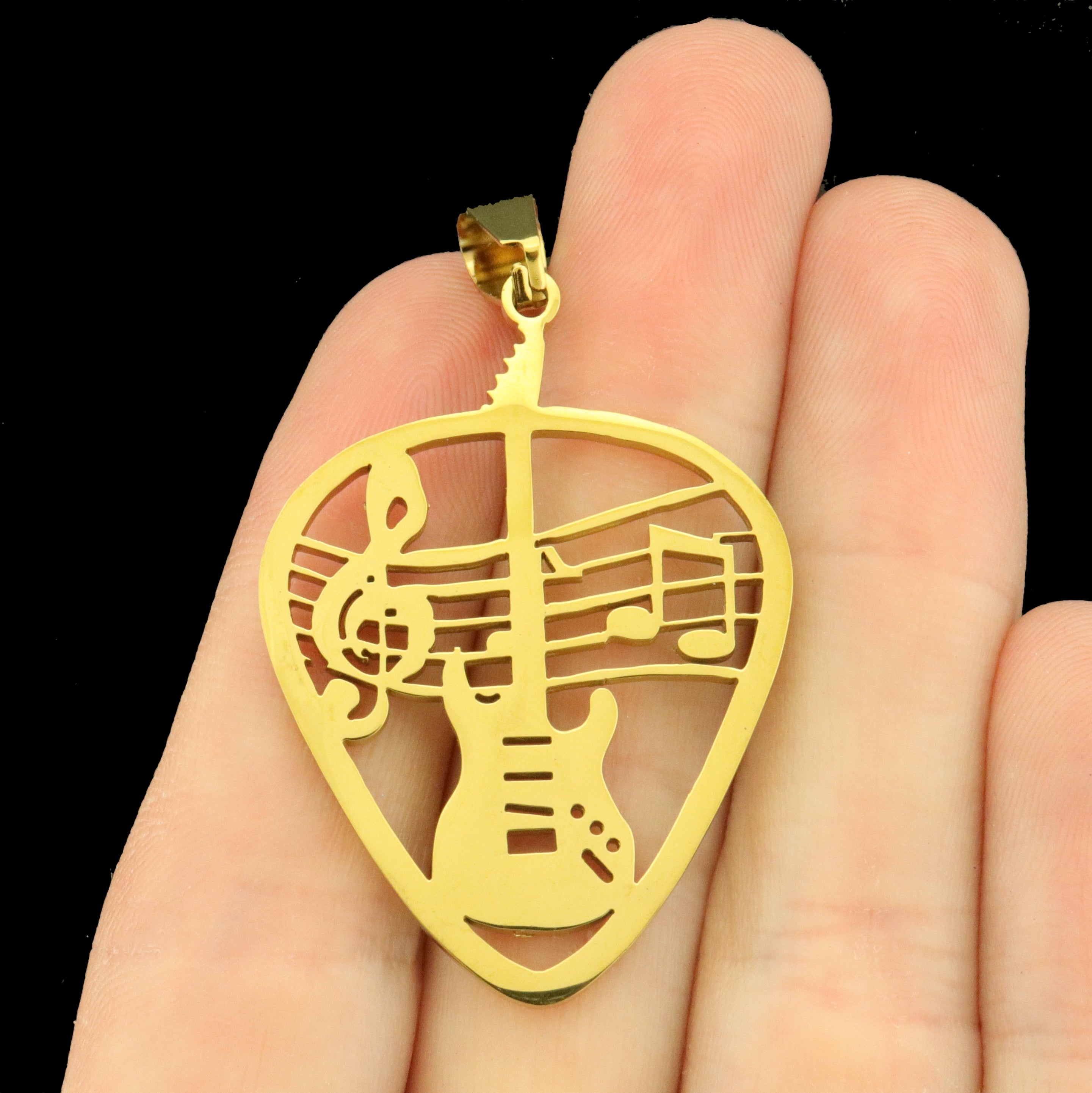 Guitar Pick Stainless Steel Charms 2 Sided - Choose Your Tone!