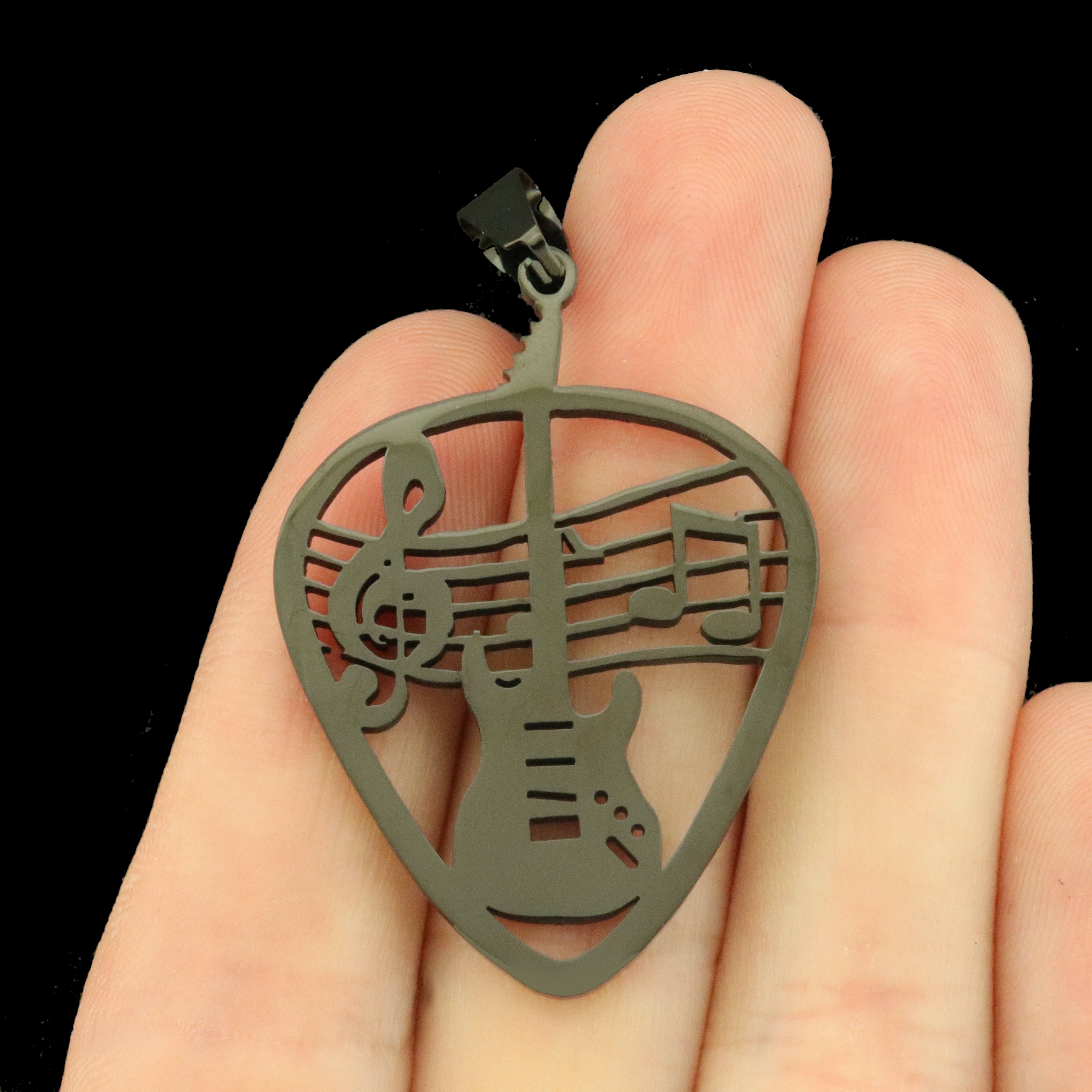 Guitar Pick Stainless Steel Charms 2 Sided - Choose Your Tone!