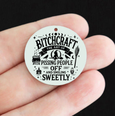 Halloween Stainless Steel 30mm Round Charms - Bitchcraft The Art of Pissing People Off