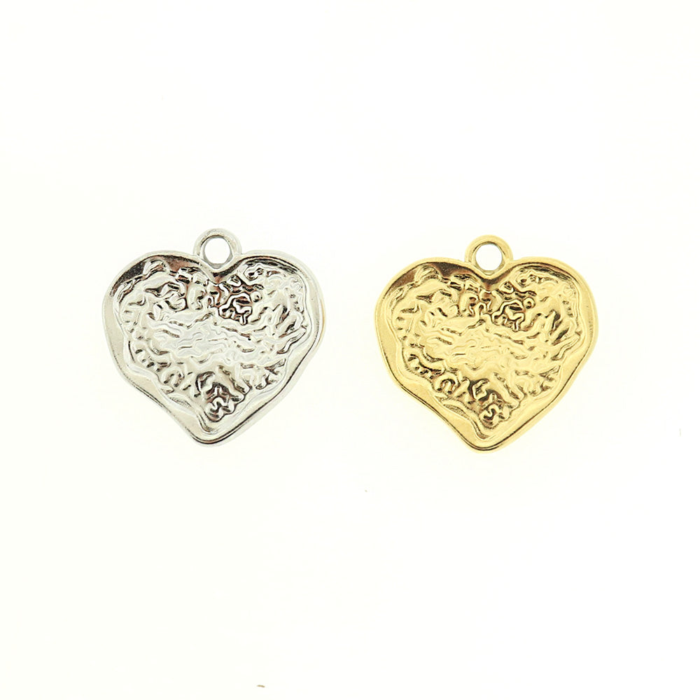 Hammered Heart Stainless Steel Charm - Choose Your Tone