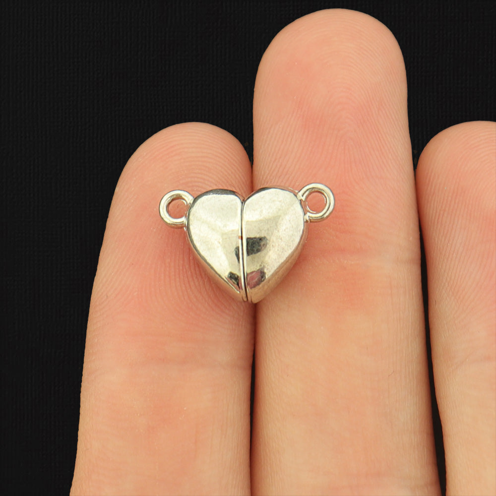 Heart Magnetic Clasp 18mm x 8.5mm - 1 Clasp 2 Pieces - Choose Your Color