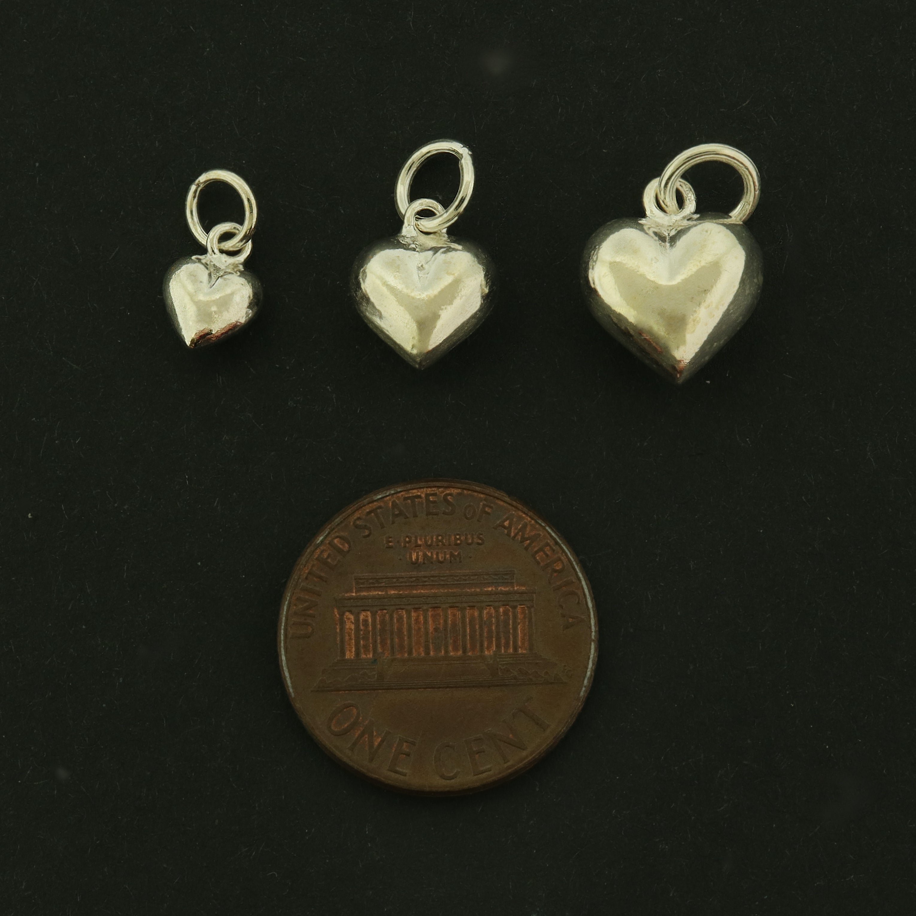 Heart Sterling Silver Charm 3D - Choose Your Size!