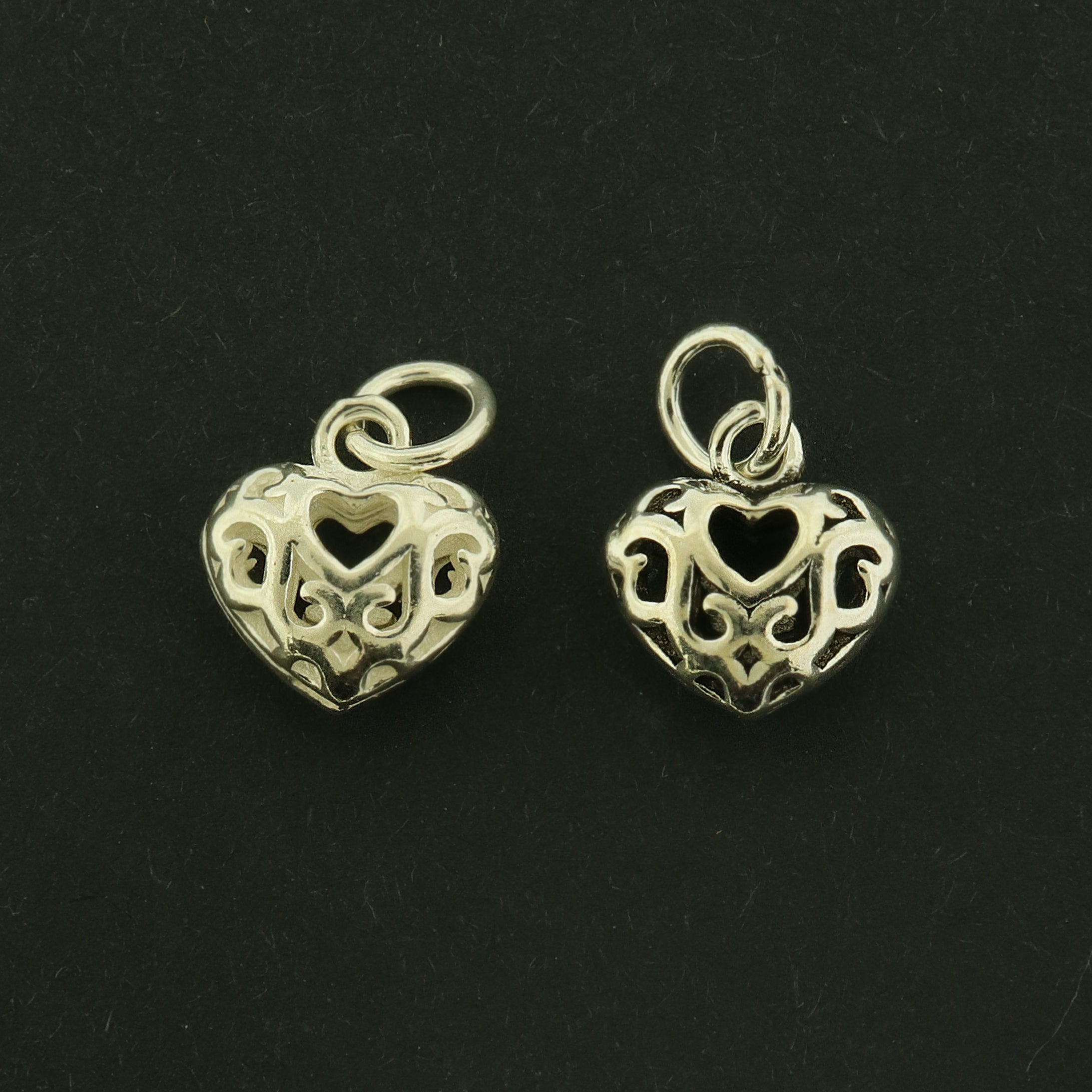 Heart Sterling Silver Charm - 3D Love Pendant - Choose Your Tone!