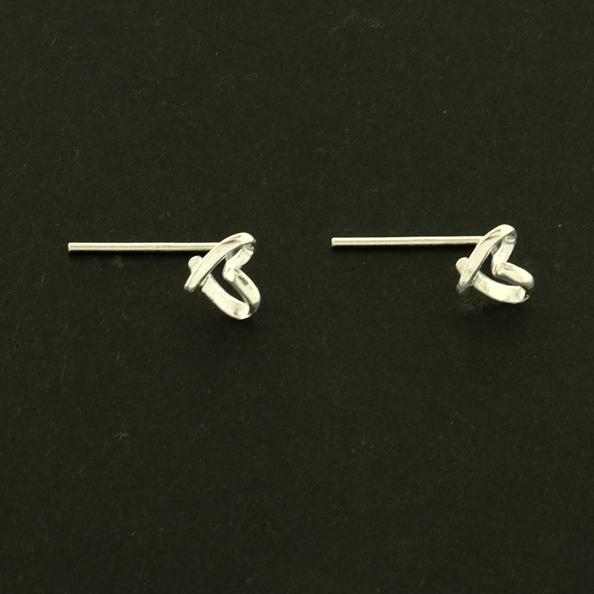 Heart Sterling Silver Earrings - Heart Stud - 6mm x 12mm - 2 Pieces 1 Pair - ST282