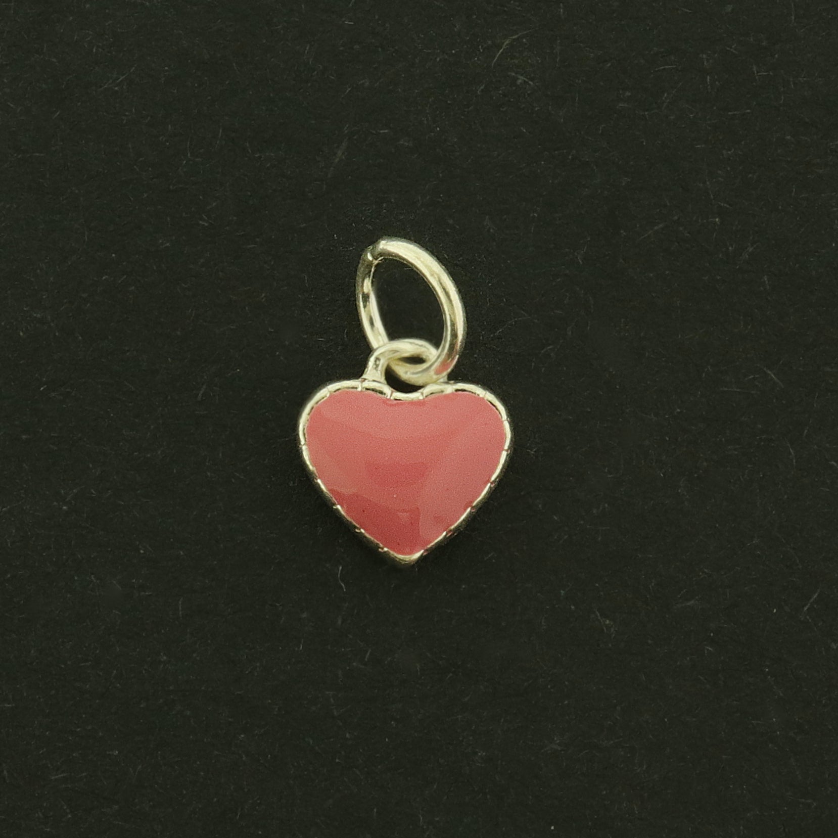Heart Sterling Silver Enamel Charm - Pink - ST275