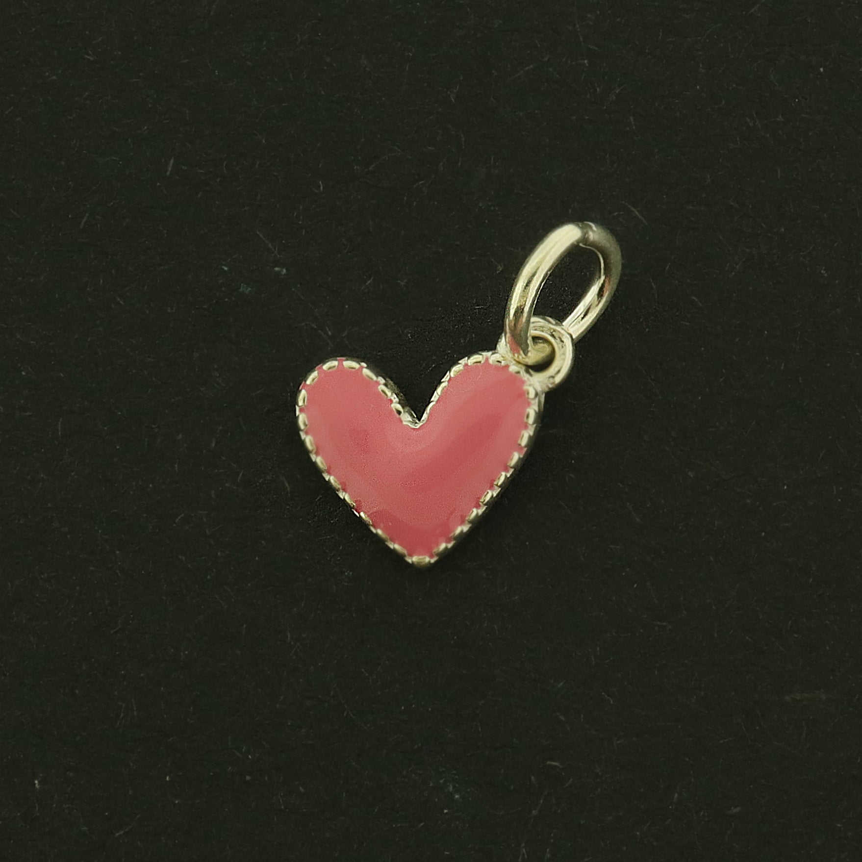 Heart Sterling Silver Enamel Charm - Pink - ST276