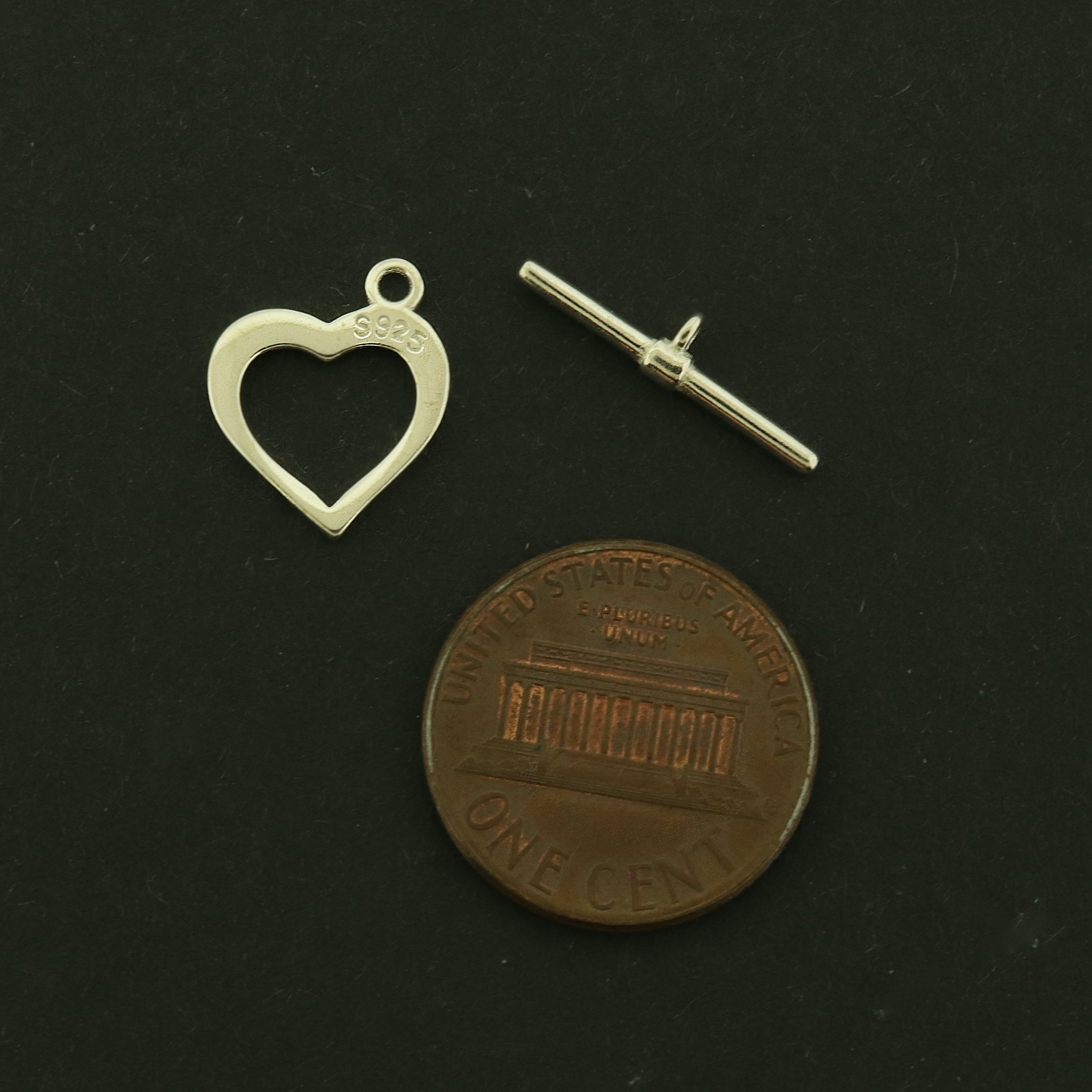 Heart Sterling Silver Toggle Clasp - 1 Clasp - ST025