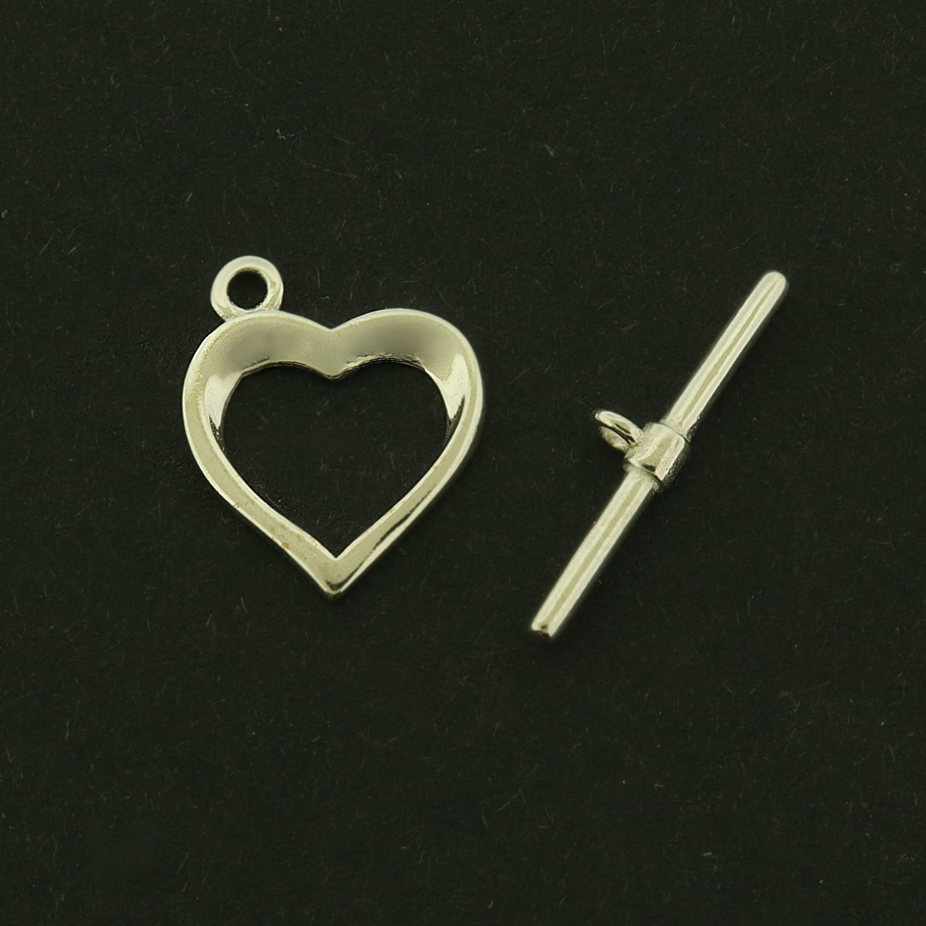 Heart Sterling Silver Toggle Clasp - 1 Clasp - ST025