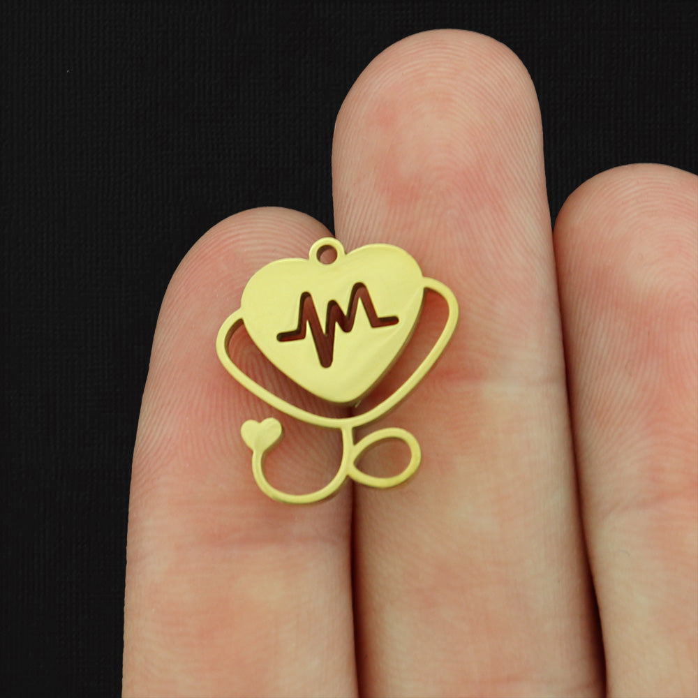 Heart Stethoscope Stainless Steel Charms - Choose Your Tone