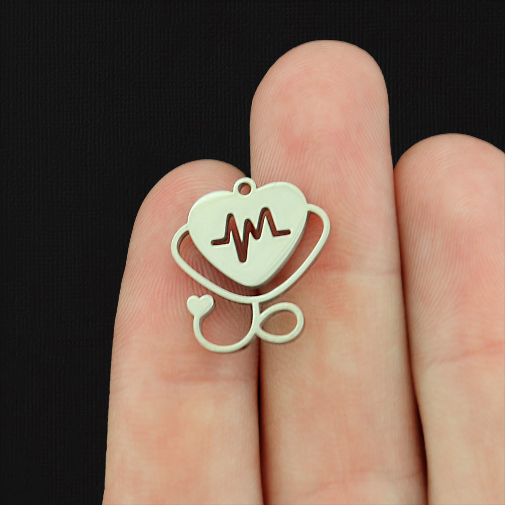 Heart Stethoscope Stainless Steel Charms - Choose Your Tone