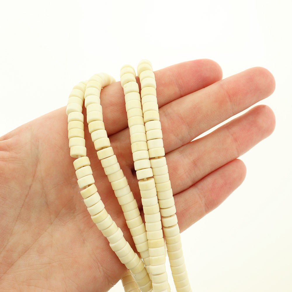 Heishi Turquoise Synthétique 6mm x 3mm - Bleu Turquoise - 1 Rang 136 Perles - BD681