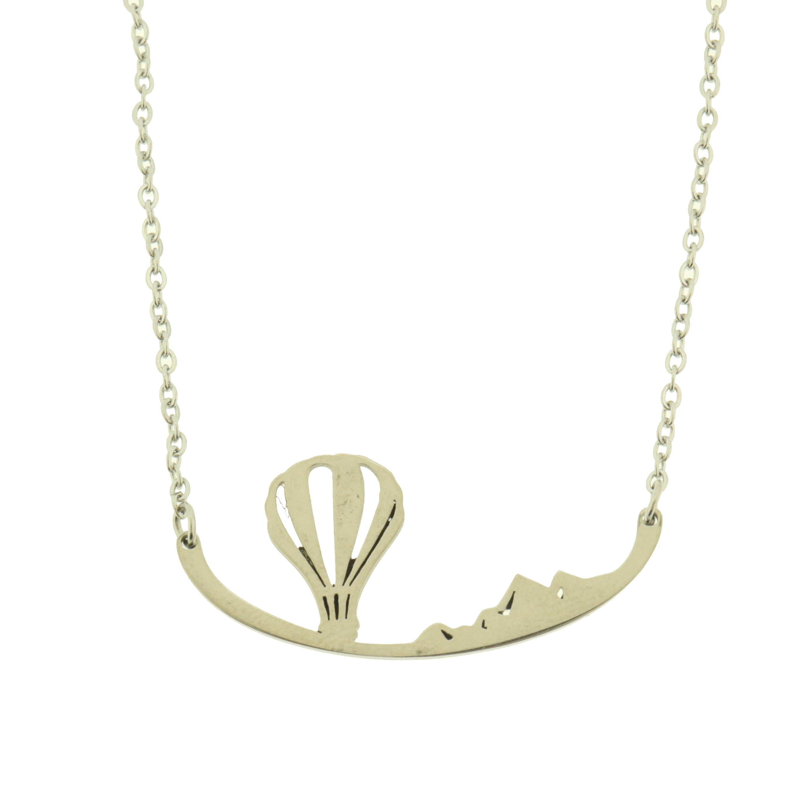 Hot Air Balloon Connector Stainless Steel Charm with Attached Necklace - SSP222