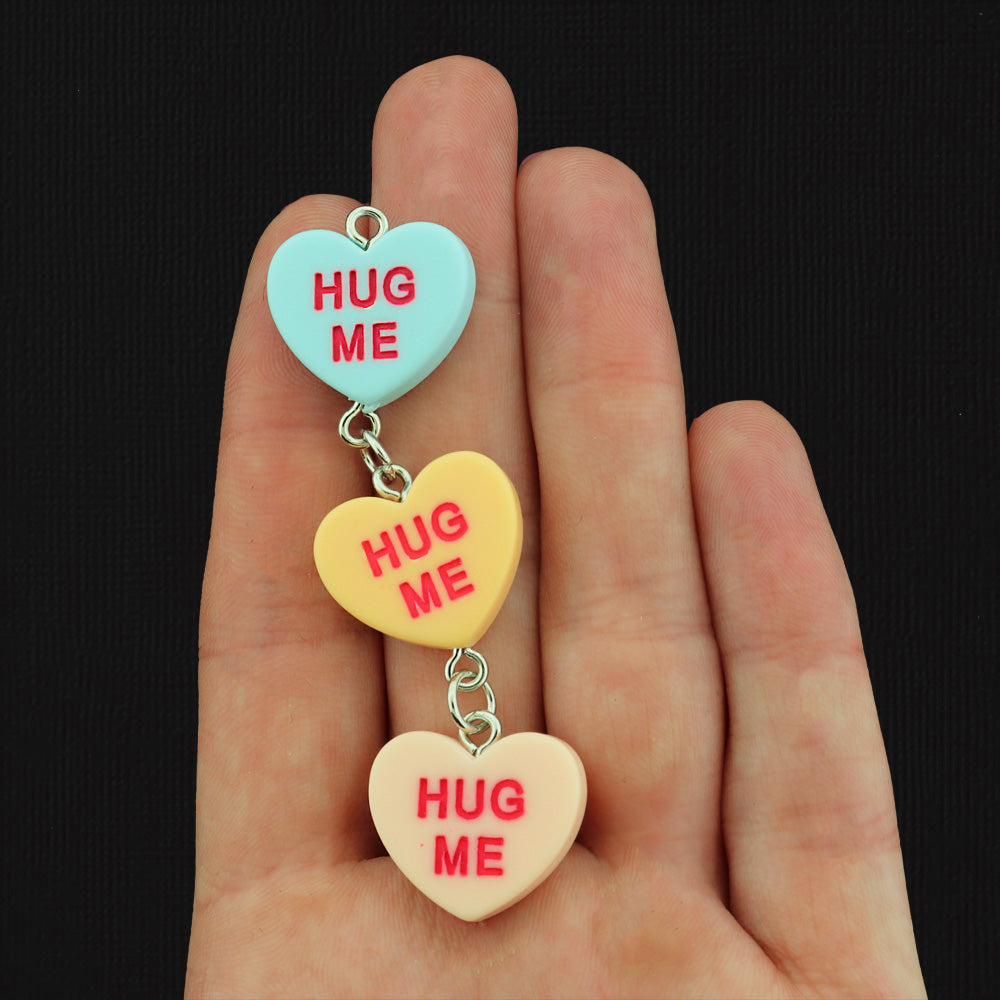 "Hug Me" Candy Hearts Resin Charm - Choose Your Color!