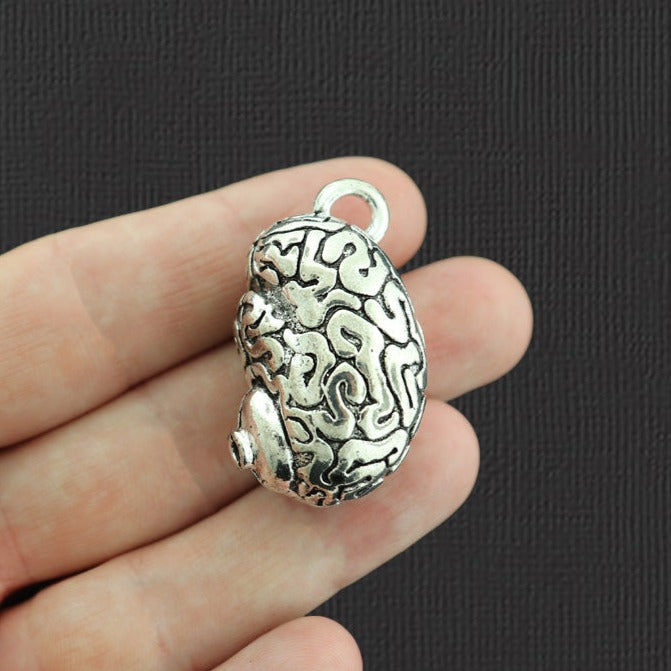 Human Brain Antique Silver Tone Charm 3D - LSC5864