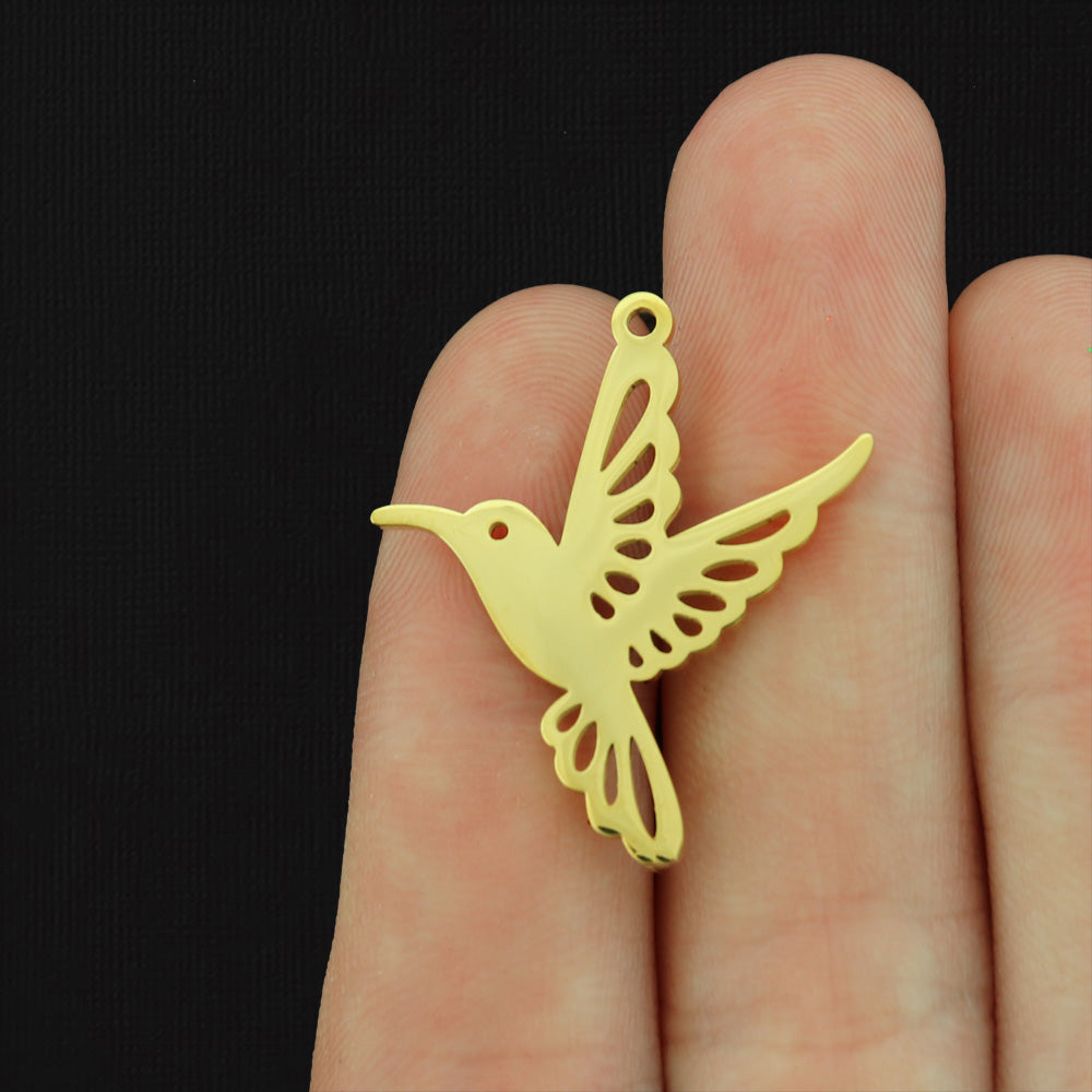 Hummingbird Stainless Steel Charms 2 Sided - Choose Your Tone