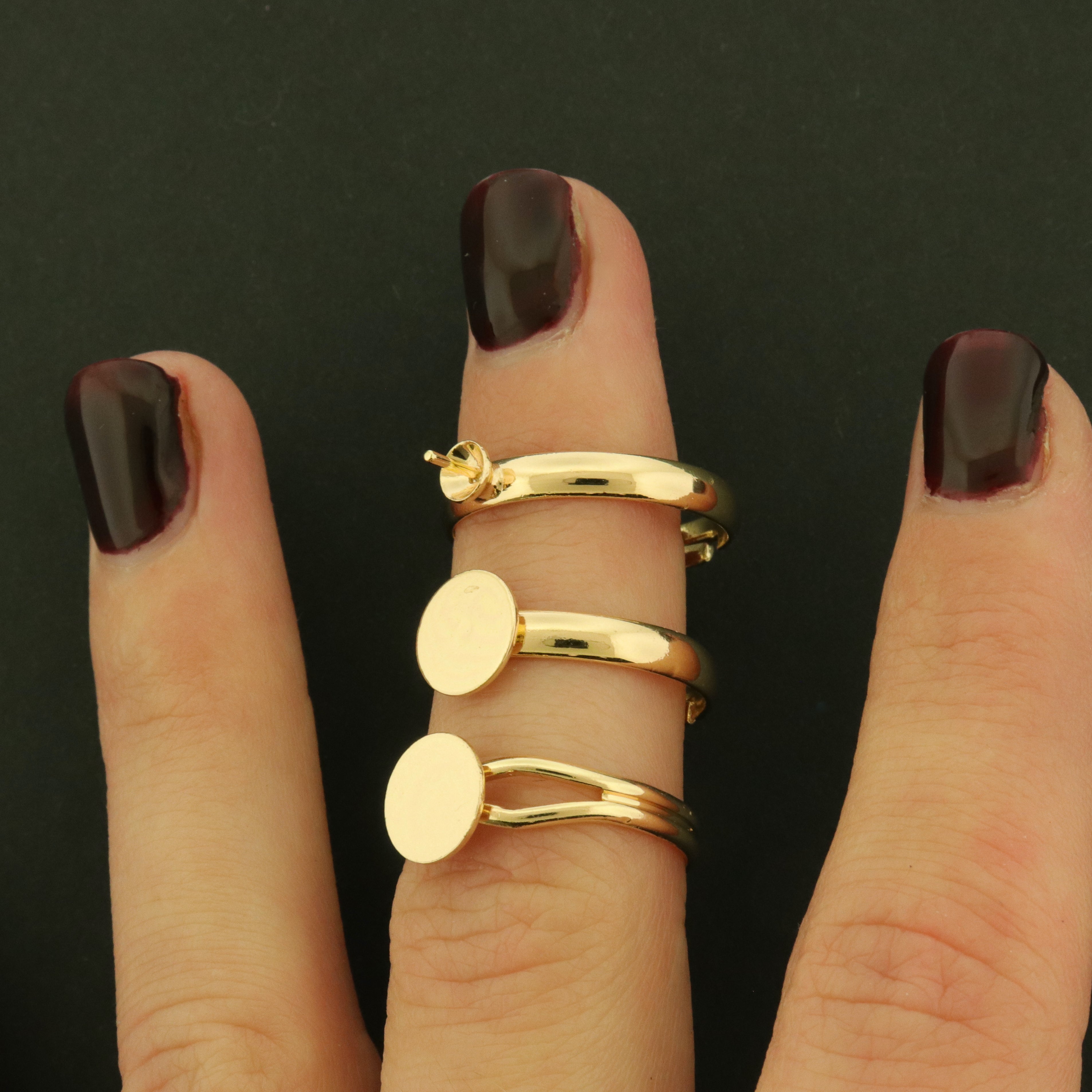 14k Gold Plated Adjustable Ring Base - Choose Your Style!
