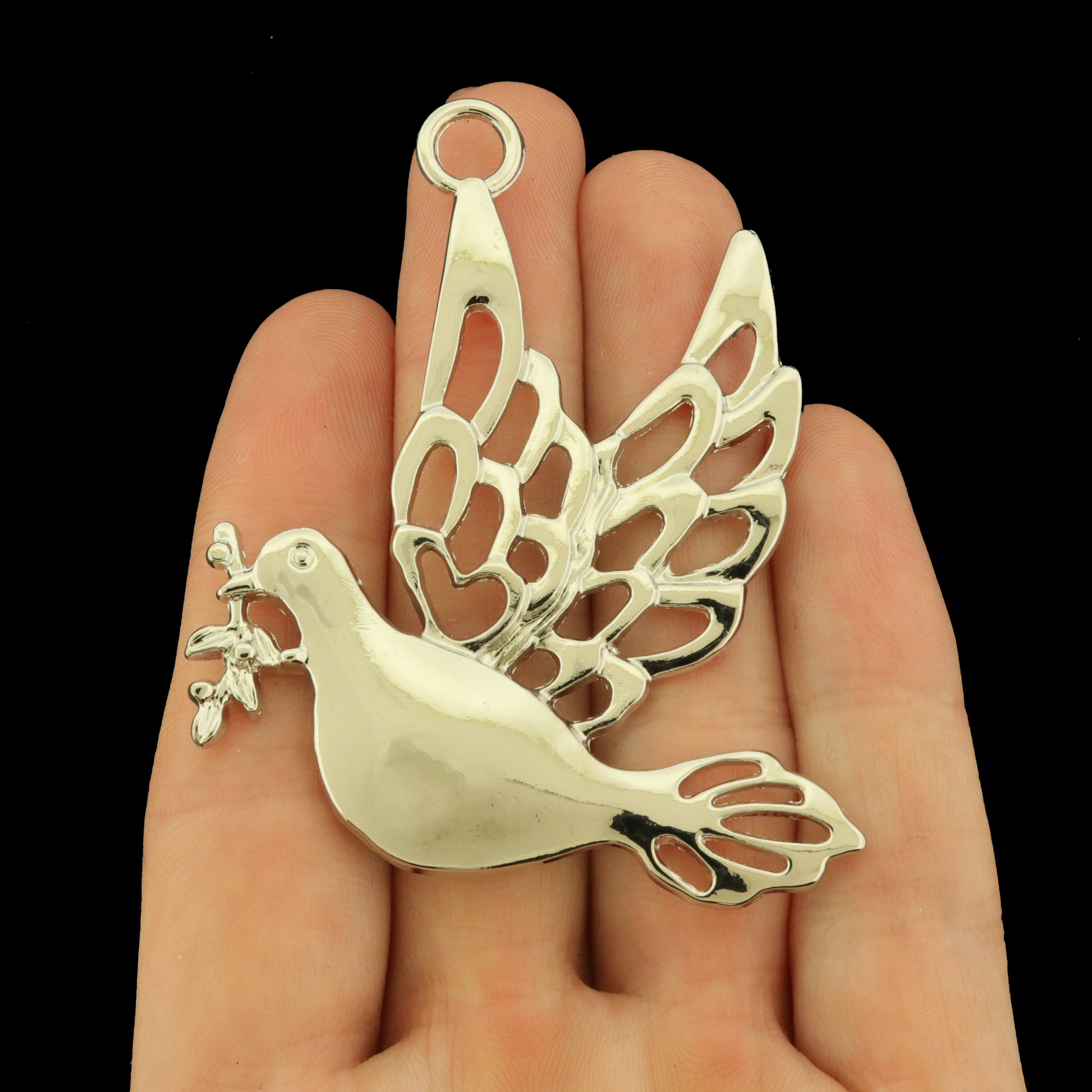 Christmas Dove Antique Pewter Silver Tone Charms - SC7929