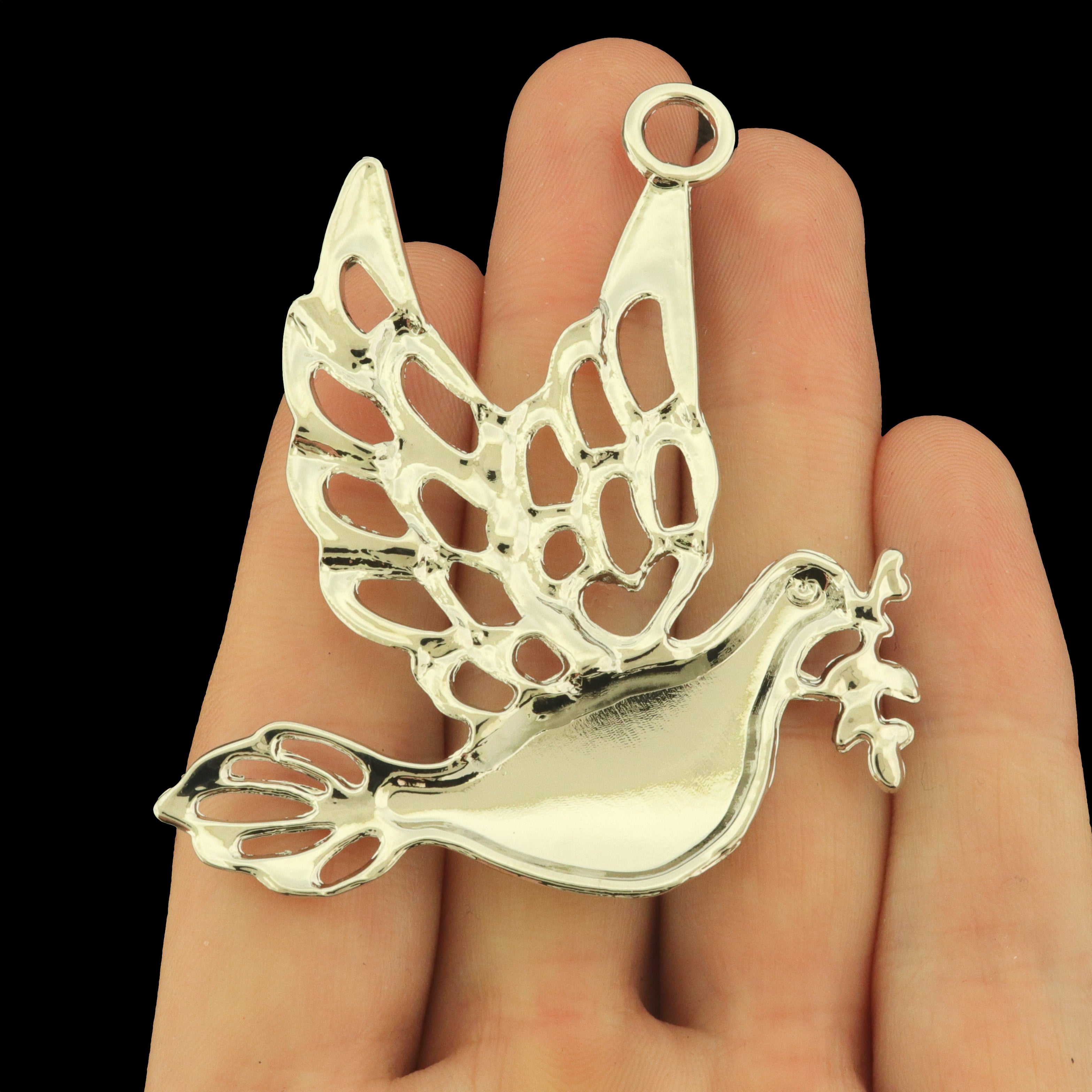 Christmas Dove Antique Pewter Silver Tone Charms - SC7929