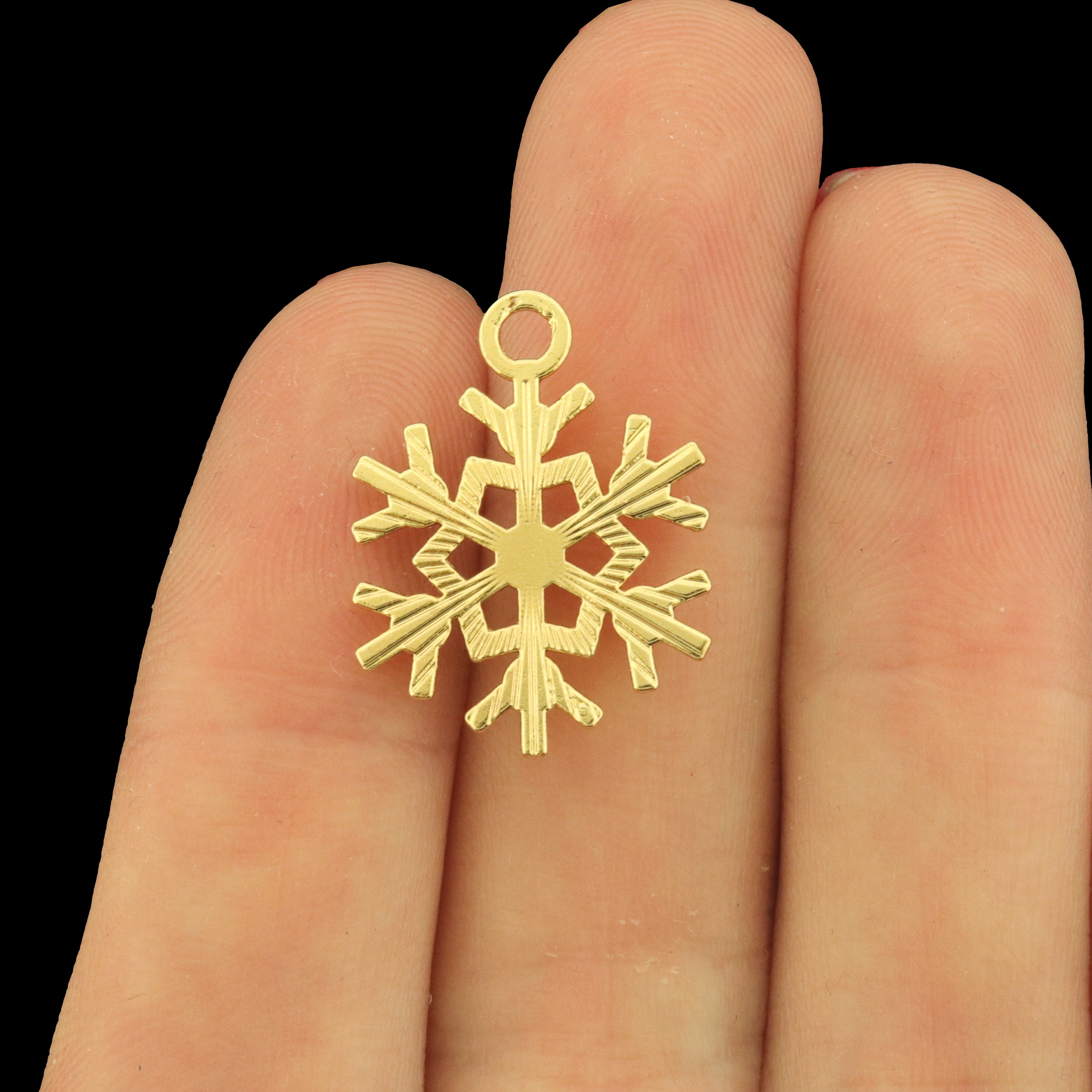 5 Snowflake Charms with Cubic Zirconia - Choose Your Tone!