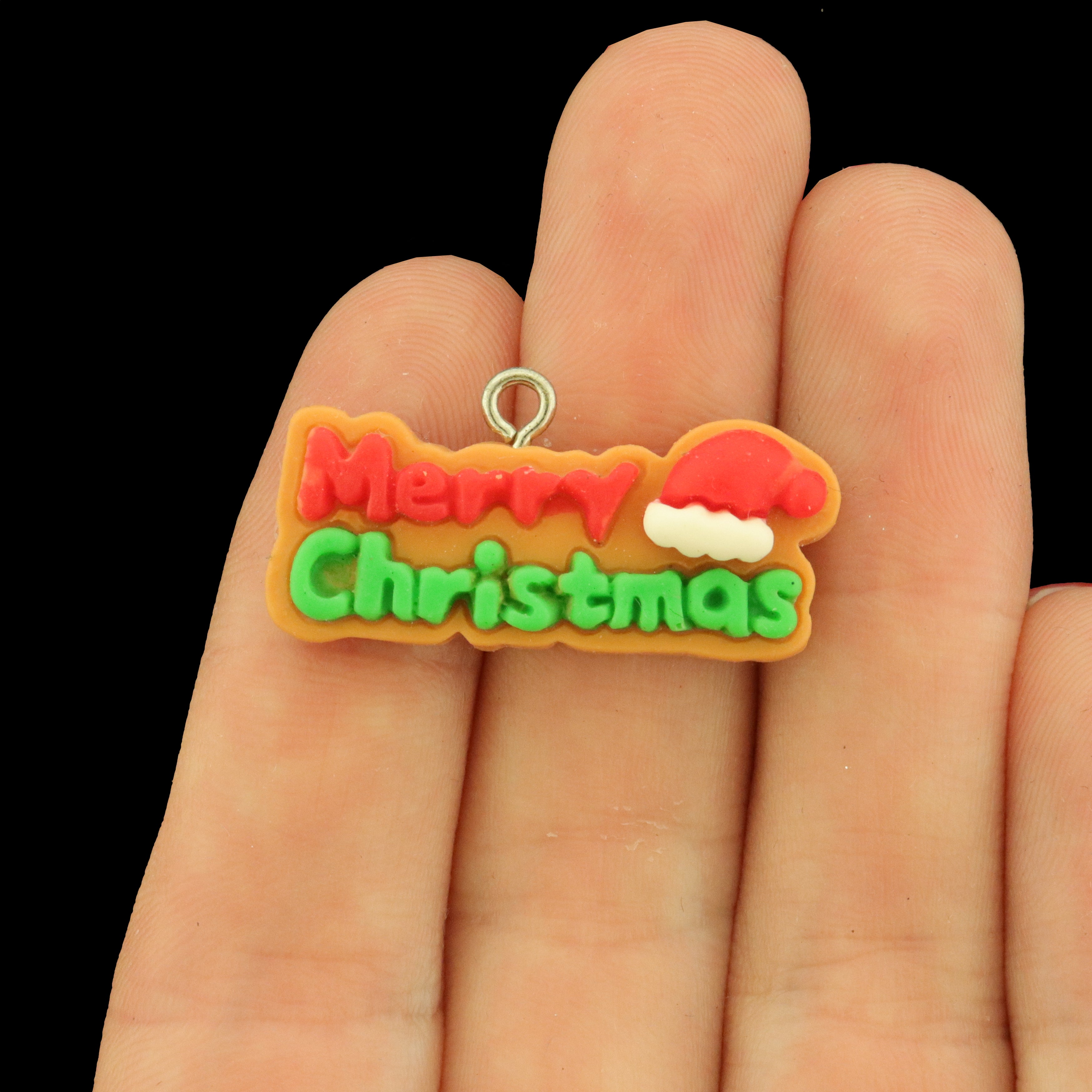 2 Merry Christmas Resin Charms - K177