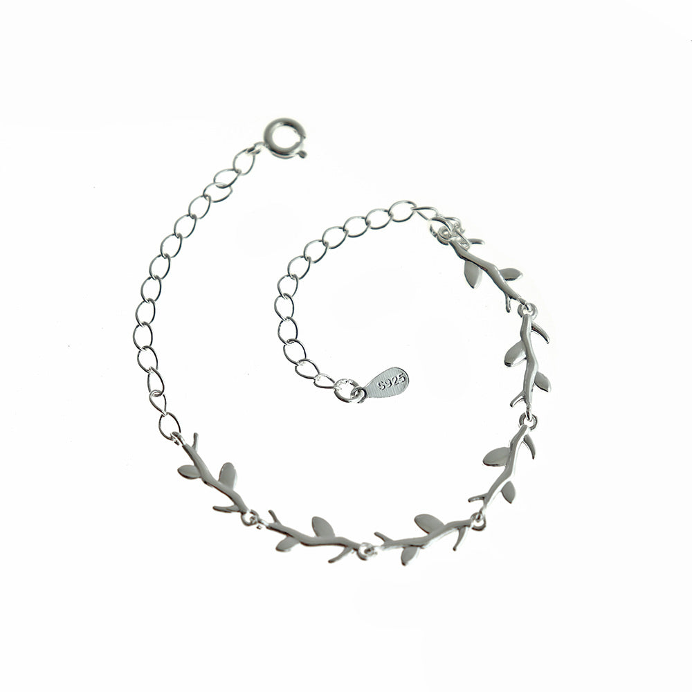Leaf Silver Tone Chain Link Bracelet 6" Plus Extender - 5mm - Choose Your Quantity!