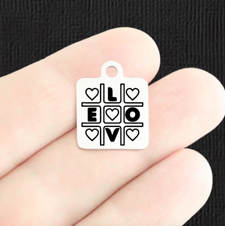 Love Tic Tac Toe Stainless Steel Charms - BFS013-8392