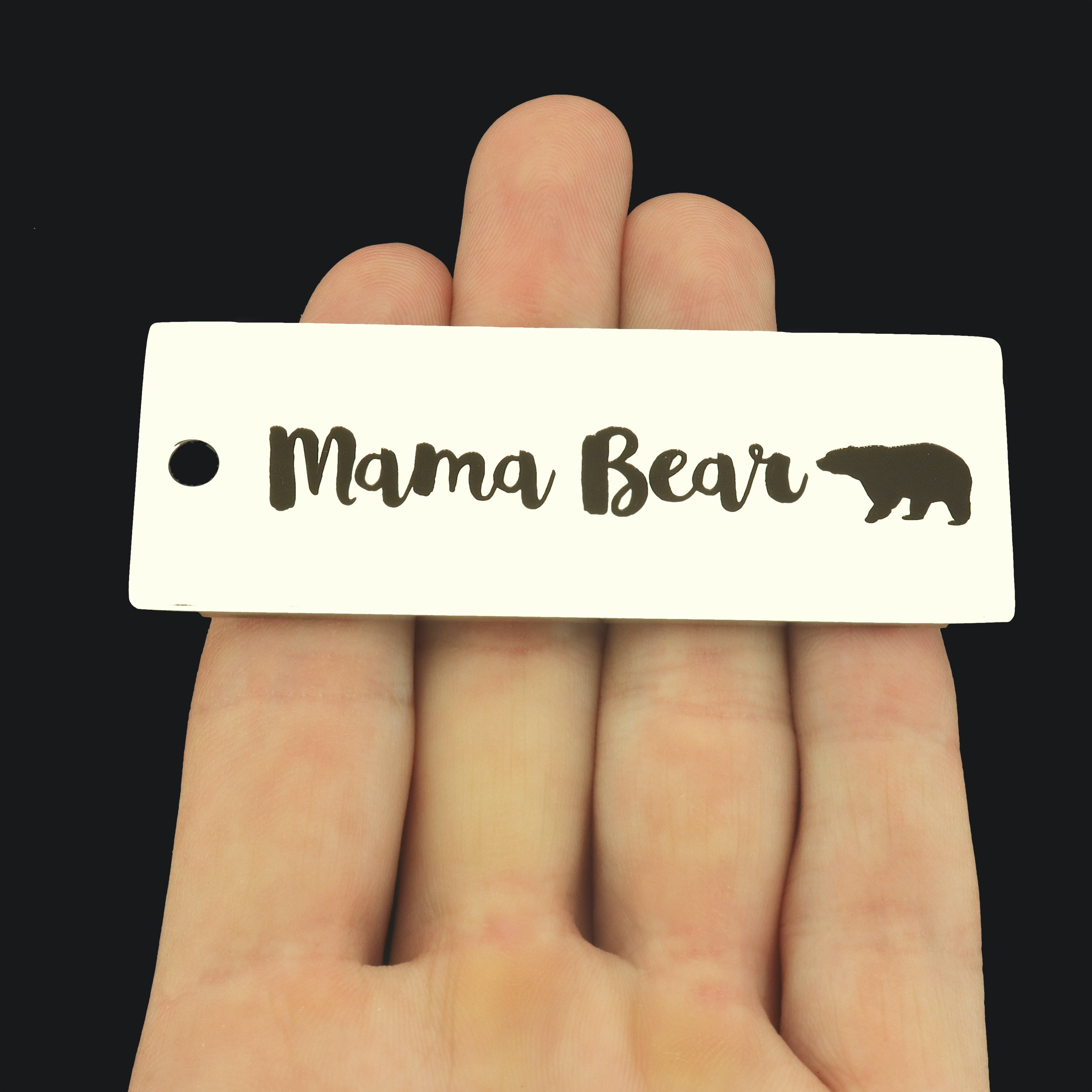 Mama Bear Stainless Steel Key Chain Tag Charm - BFS033S-8279