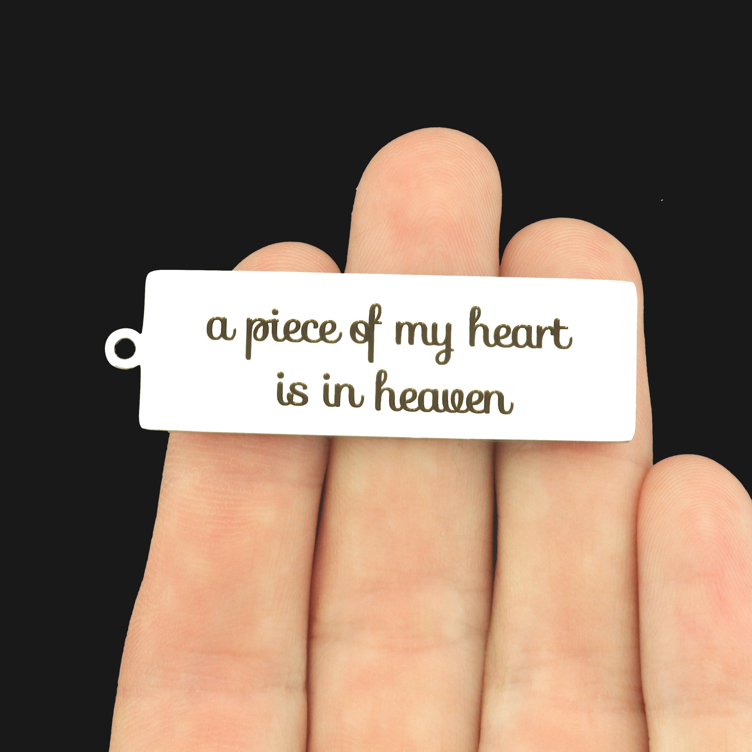 Memorial Stainless Steel Key Chain Tag Charm - A Piece of my Heart is in Heaven - BFS032S-8259