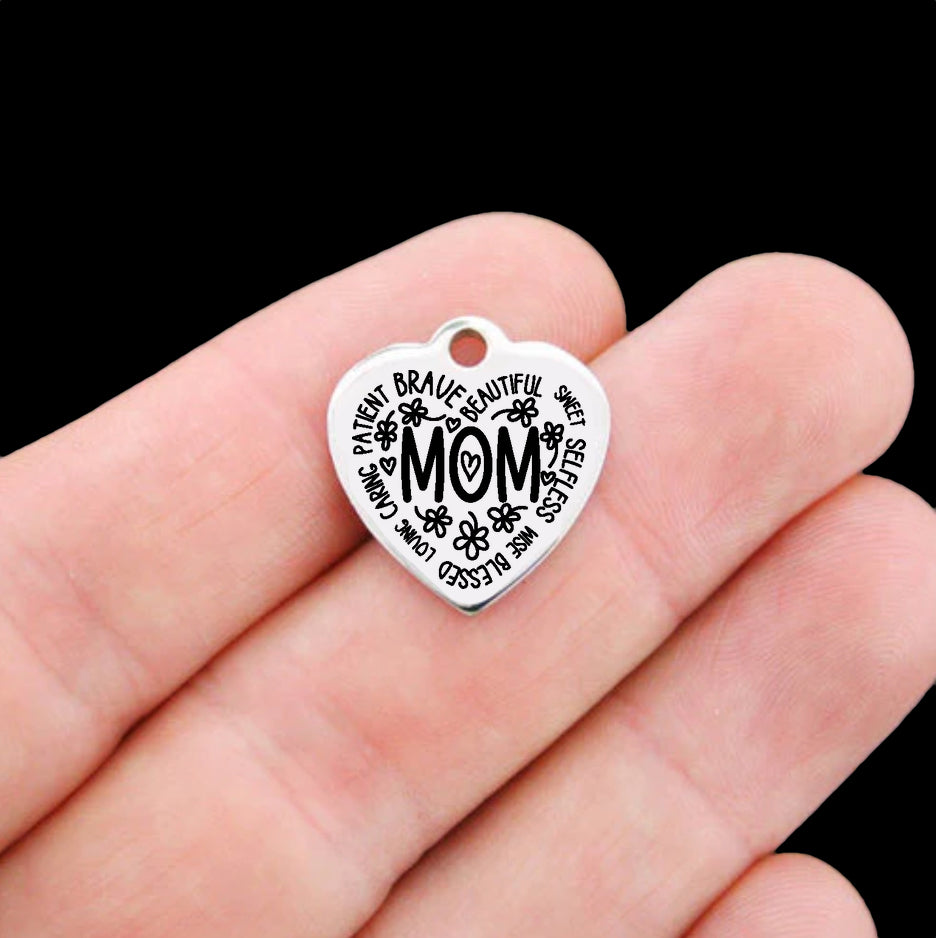 Mom Heart Collage Stainless Steel Charms - BFS011-8551