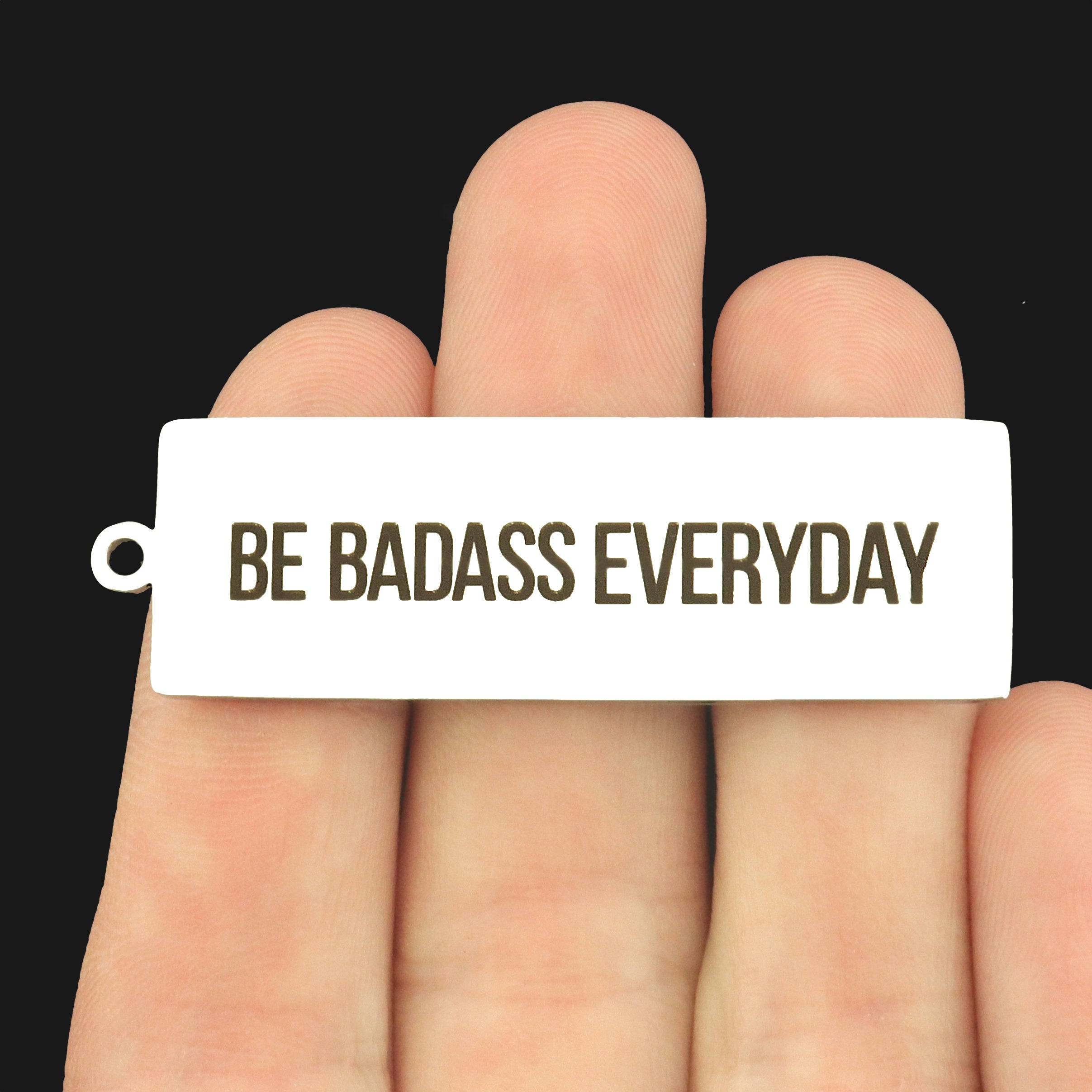 Motivation Stainless Steel Key Chain Tag Charm - Be Badass Everyday - BFS032S-8260