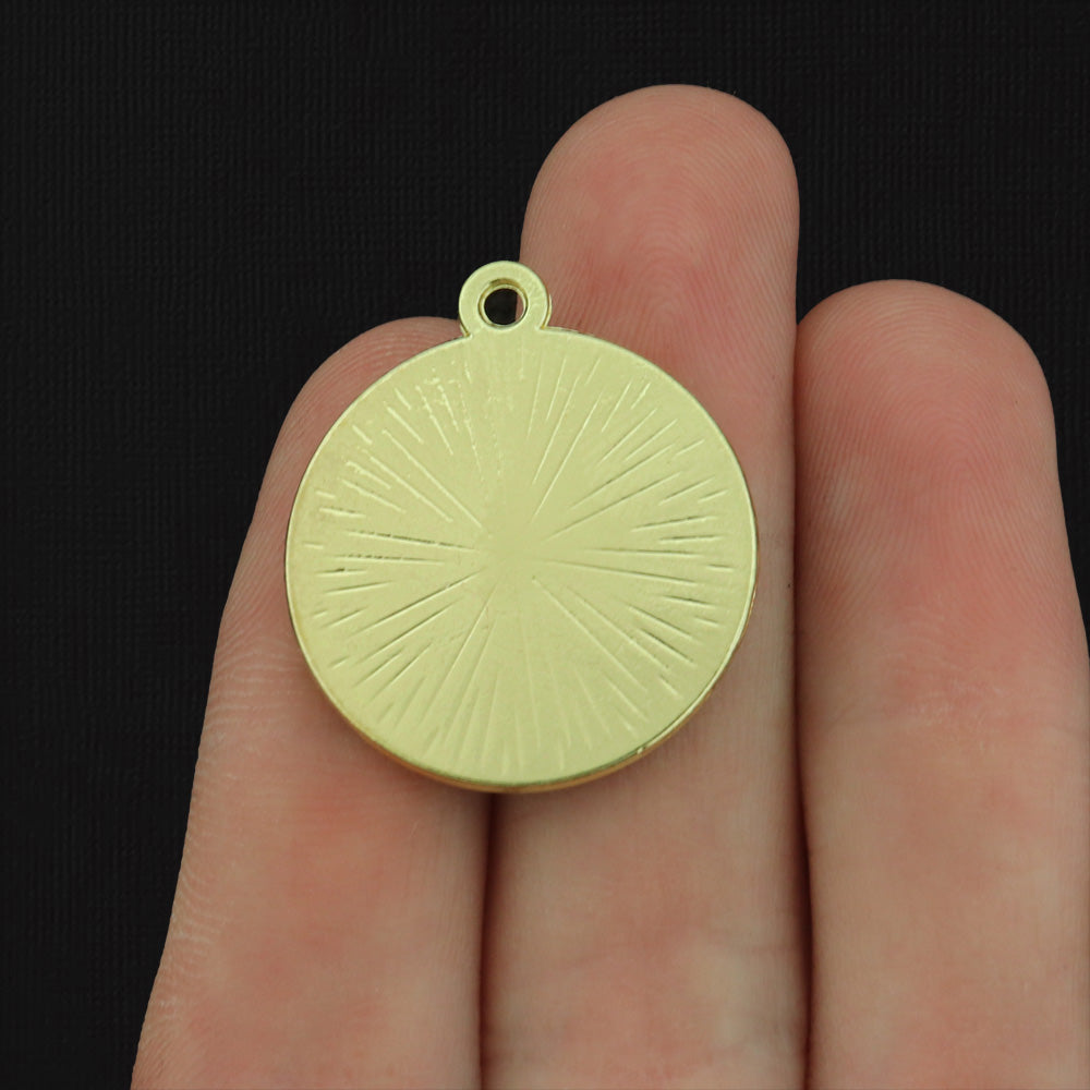 Mountain and Forest Night and Day Gold Tone Enamel Charm - E448