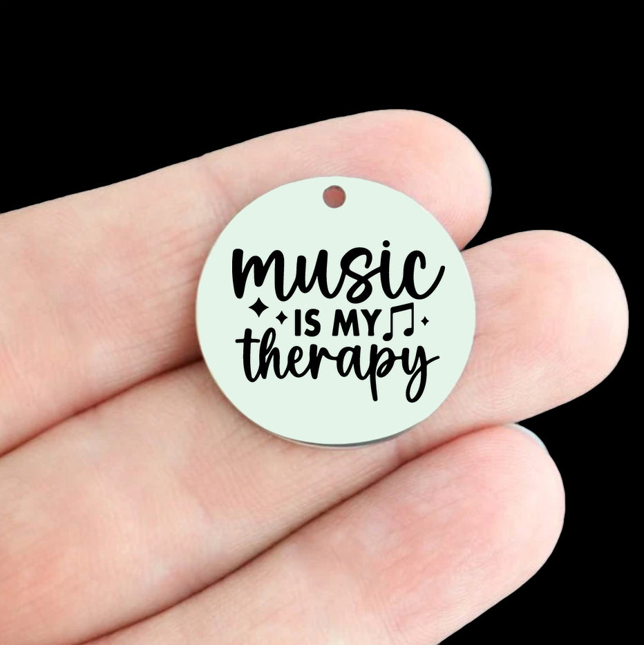 Music is my Therapy Stainless Steel 25mm Round Charms