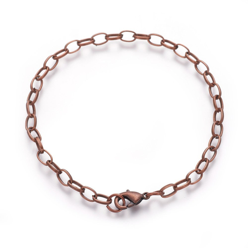 Bracelet chaîne câble ton bronze antique 8" - 4,3 mm - 6 bracelets - N062