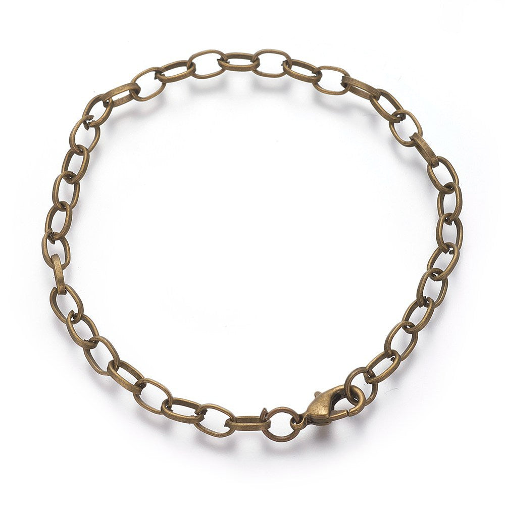 Bracelet chaîne câble ton bronze antique 8" - 4,3 mm - 6 bracelets - N062