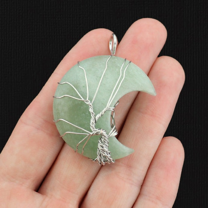 Natural Gemstone Crescent Moon Pendant - Choose Your Gemstone!