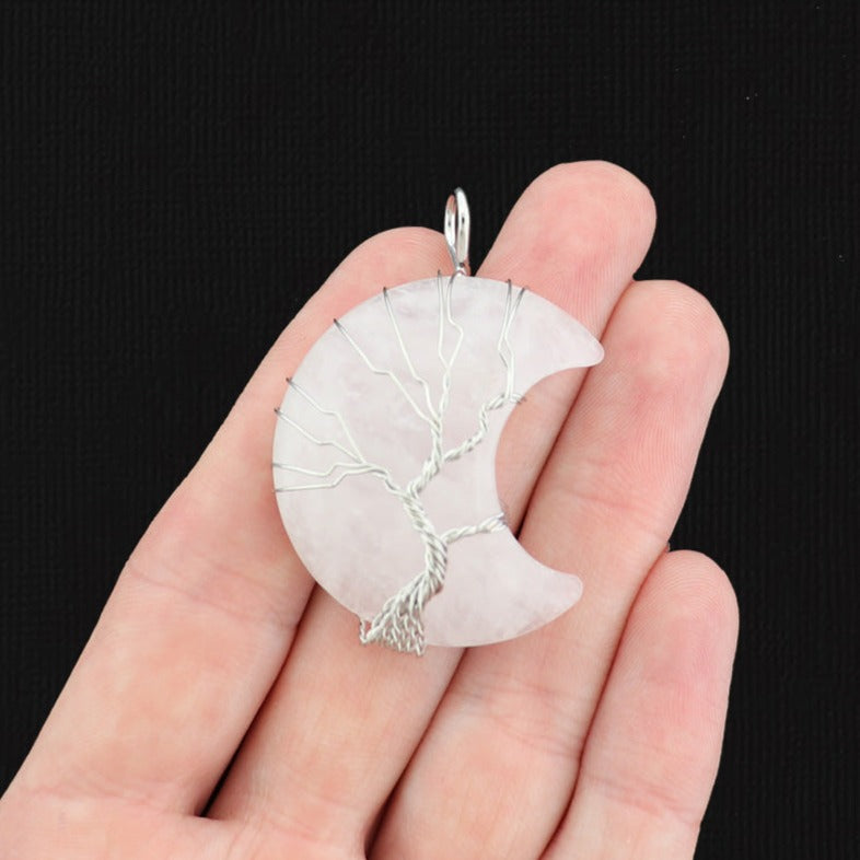 Natural Gemstone Crescent Moon Pendant - Choose Your Gemstone!