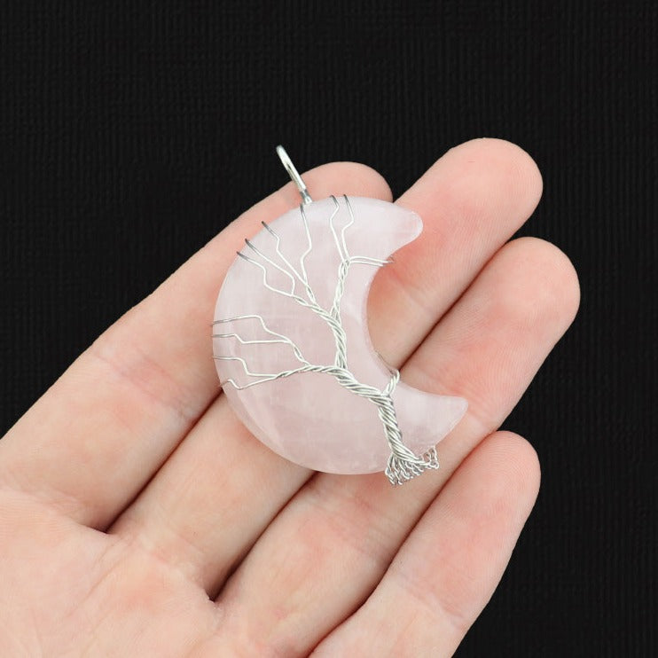 Natural Gemstone Crescent Moon Pendant - Choose Your Gemstone!