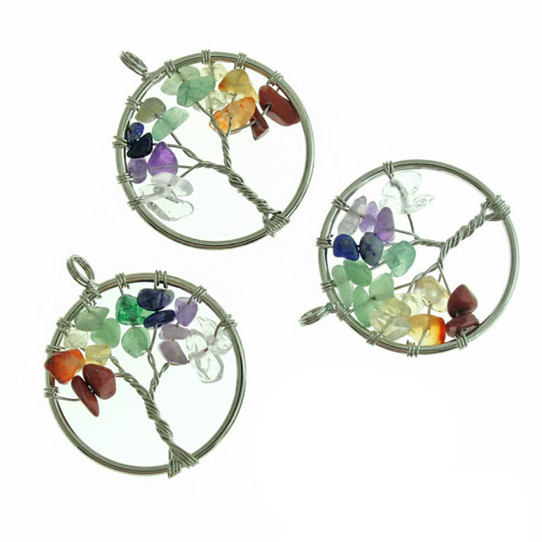 Pendentif arbre de vie en améthyste naturelle - GEM159