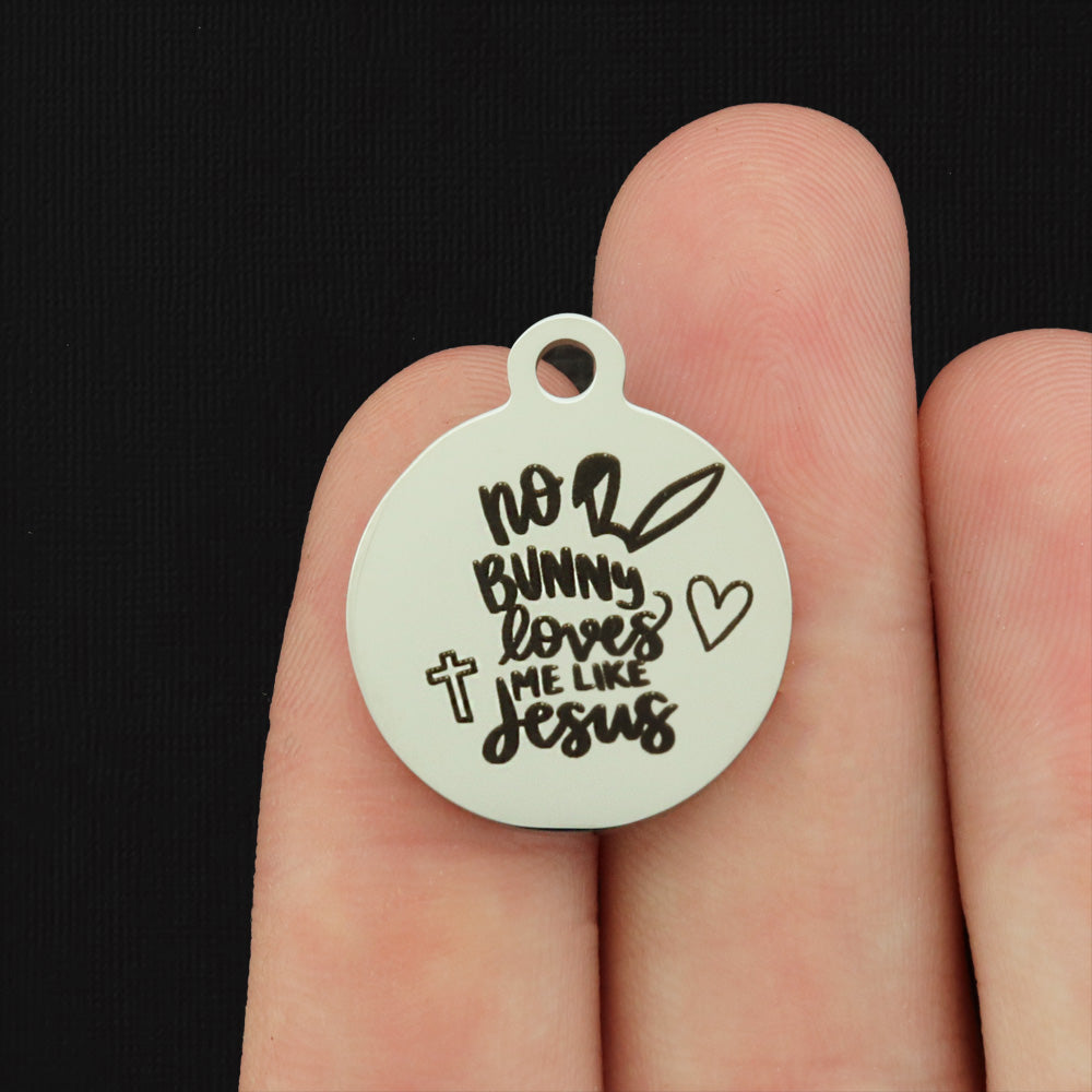 No Bunny Loves Me Like Jesus Stainless Steel Charms - BFS001-8236
