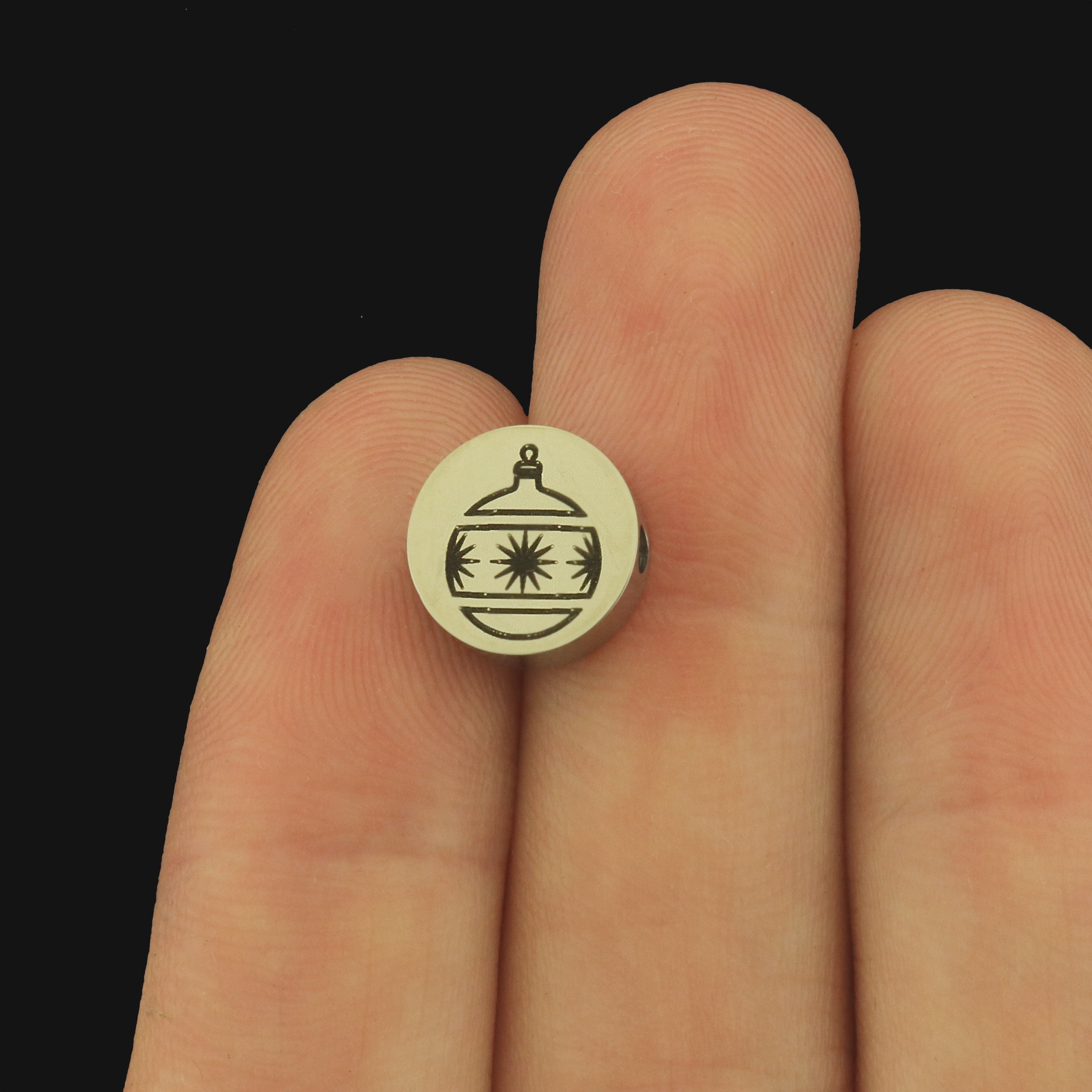 Ornament Stainless Steel Beads - Christmas Bead - Choose Your Size - BFS034S-8306