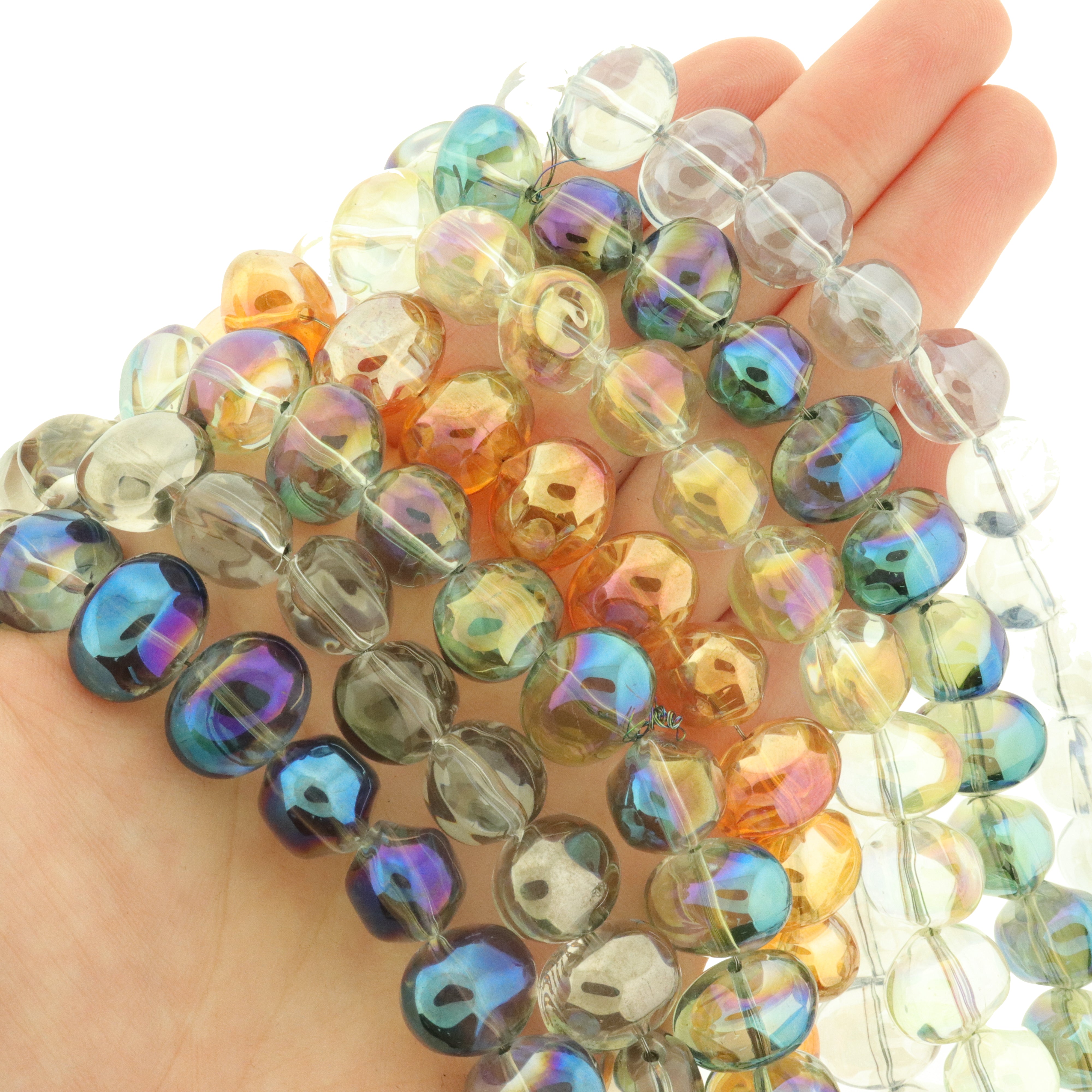 Oval Round Glass Beads - 11mm x 14mm - 1 Strand 58 Beads - Choose Your Color!