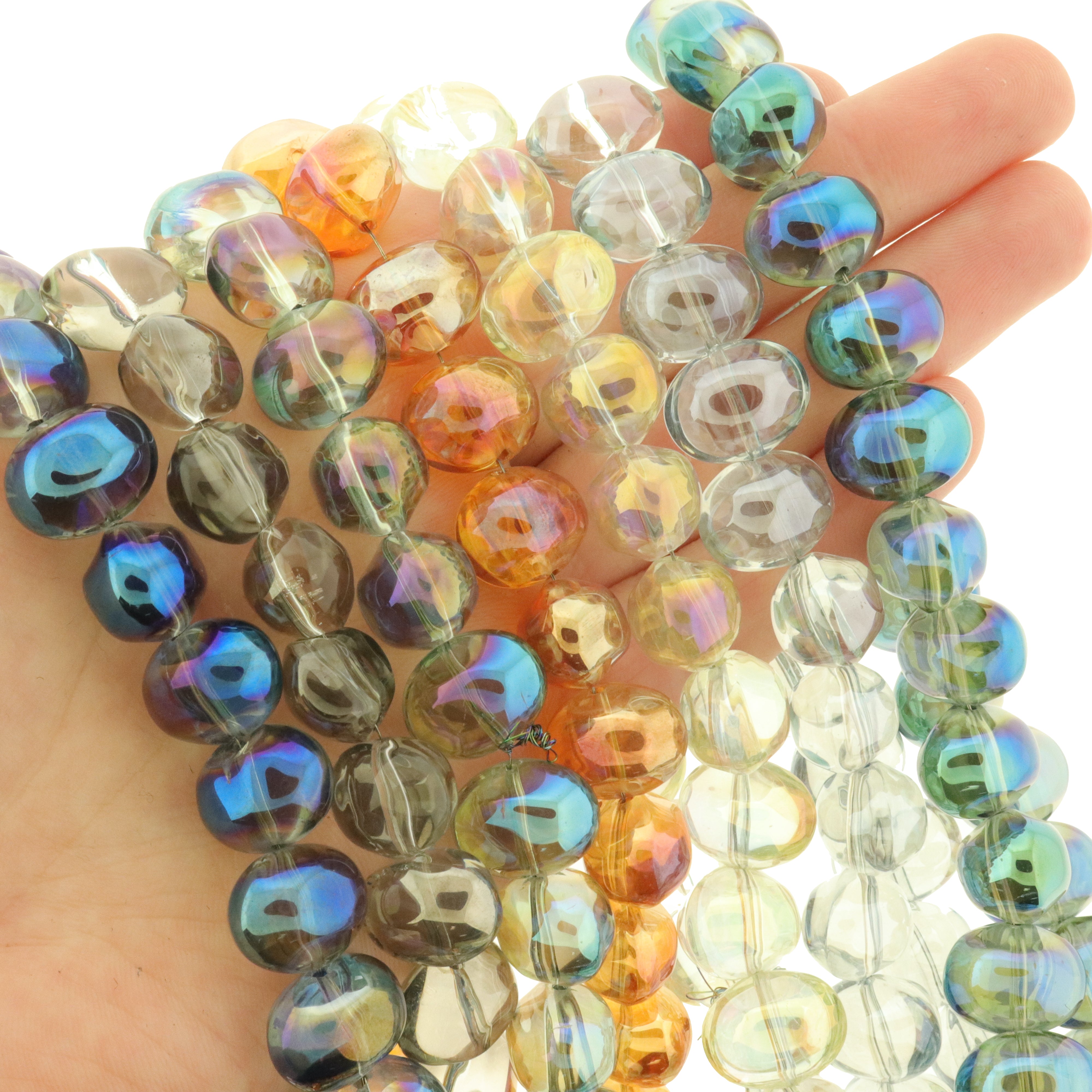 Oval Round Glass Beads - 11mm x 14mm - 1 Strand 58 Beads - Choose Your Color!