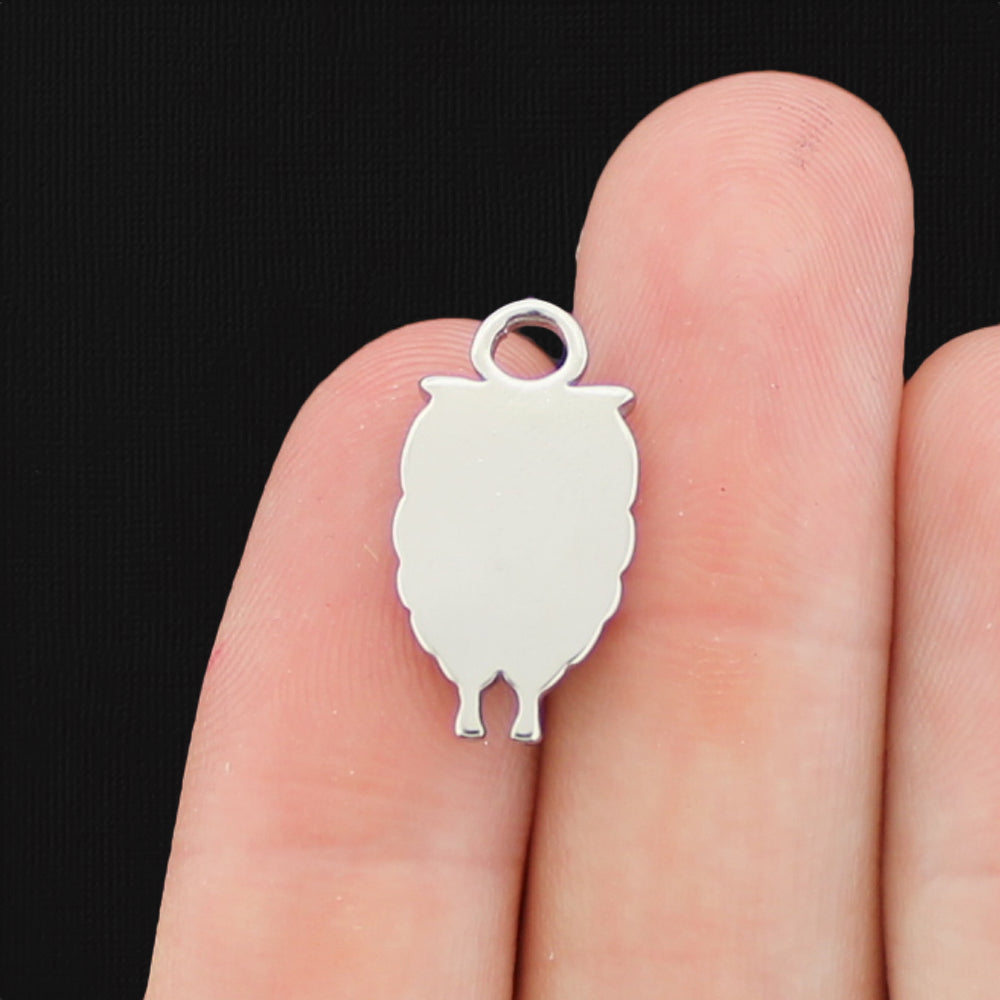 Owl Silver Tone Stainless Steel Charm - SSP050