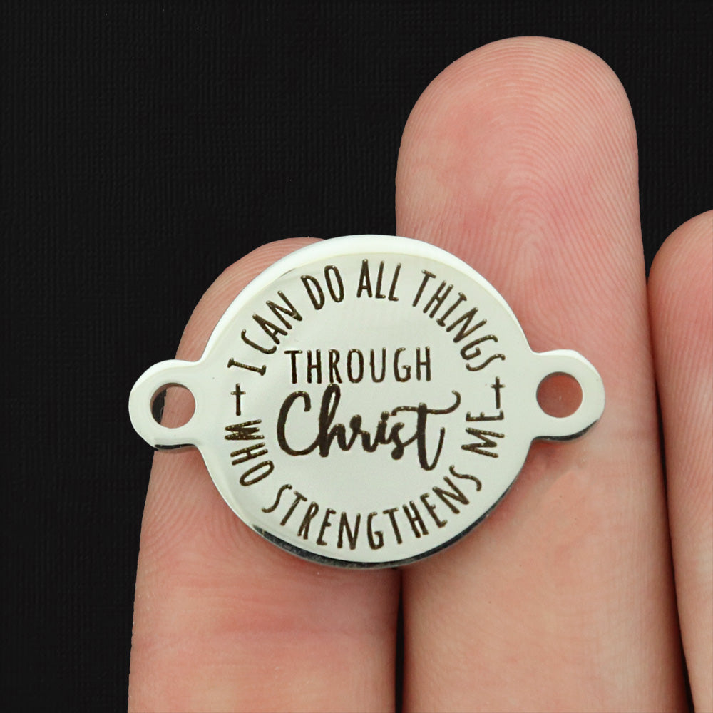 Phil 4:13 Stainless Steel Charms - I can do all things through Christ - BFS027-5854