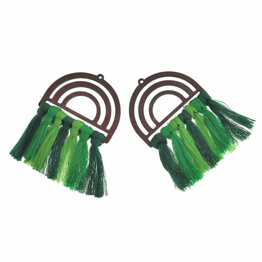 Pompons Éventail Polycoton - Bois Naturel et Jaune - 2 Pièces - TSP322