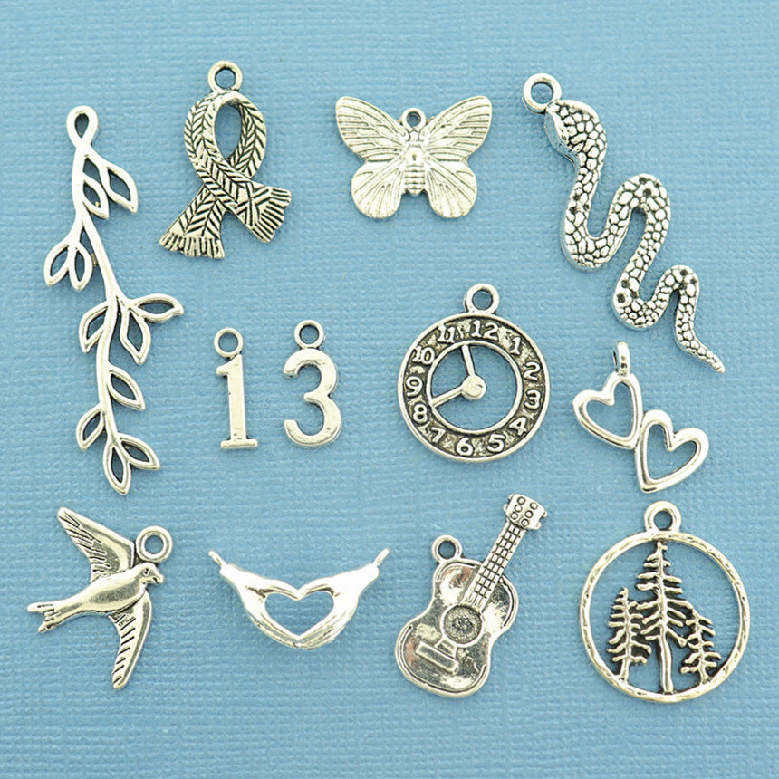 Pop Star Eras Collection Antique Silver Tone 12 Different Charms - COL458