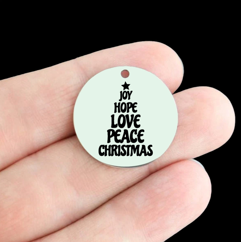 Charmes ronds de 25 mm en acier inoxydable de lumiÚres de Noël - Ma couleur préférée est - BFS009-5717