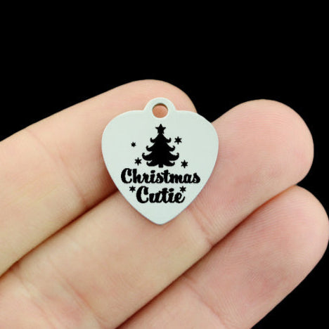 Christmas Stainless Steel Heart Charms - Christmas Cutie - BFS011-8794