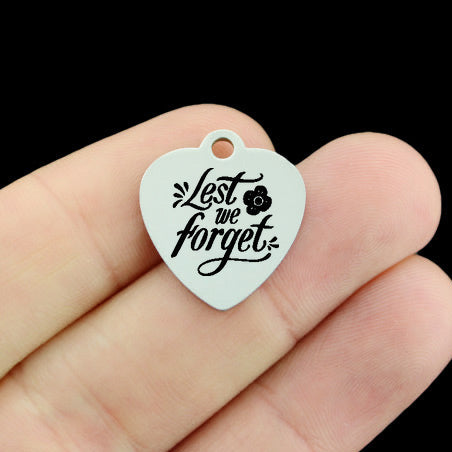 Lest We Forget Remembrance Day Stainless Steel Charms - BFS011-8833